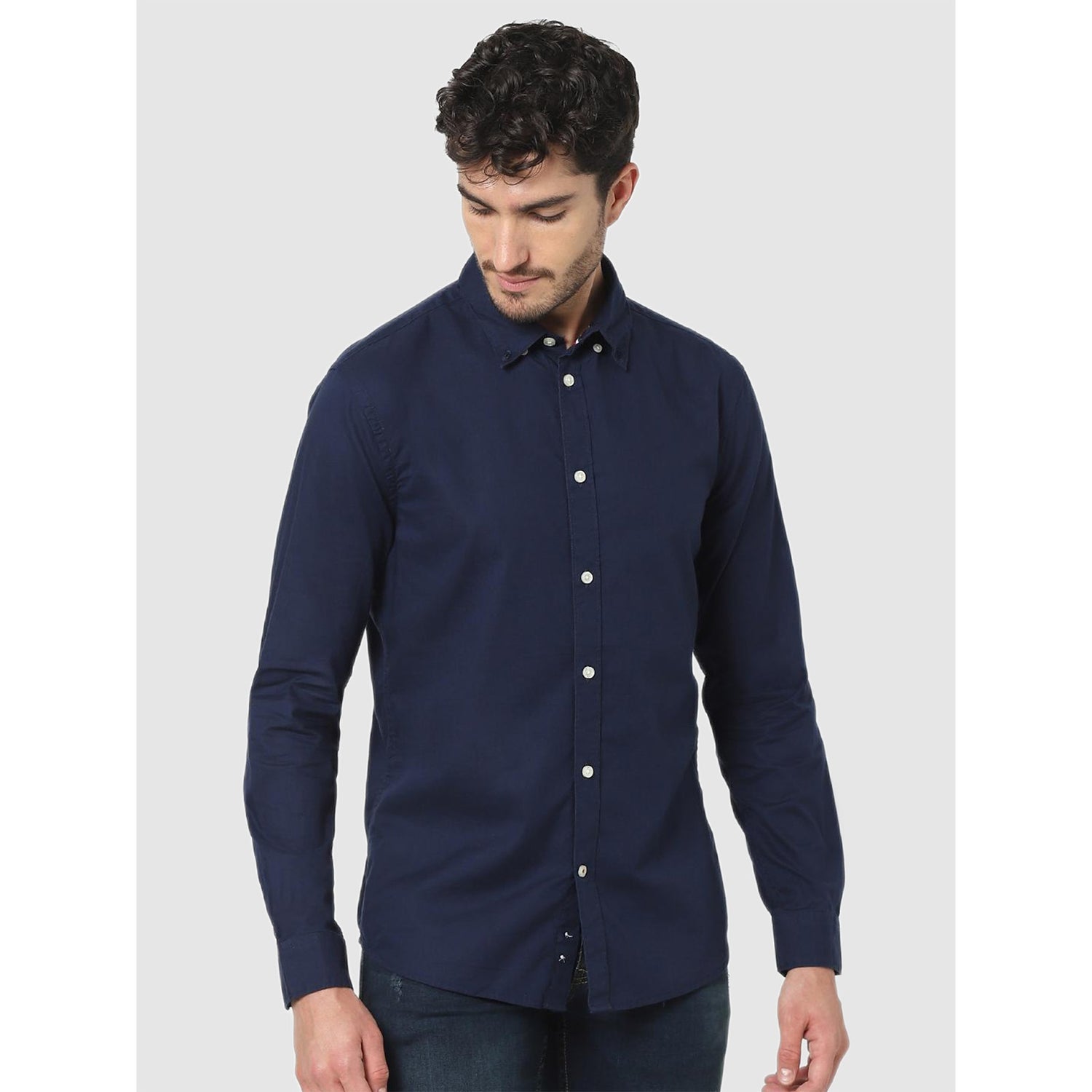 Men's Navy Blue Solid Shirt (Various Sizes)