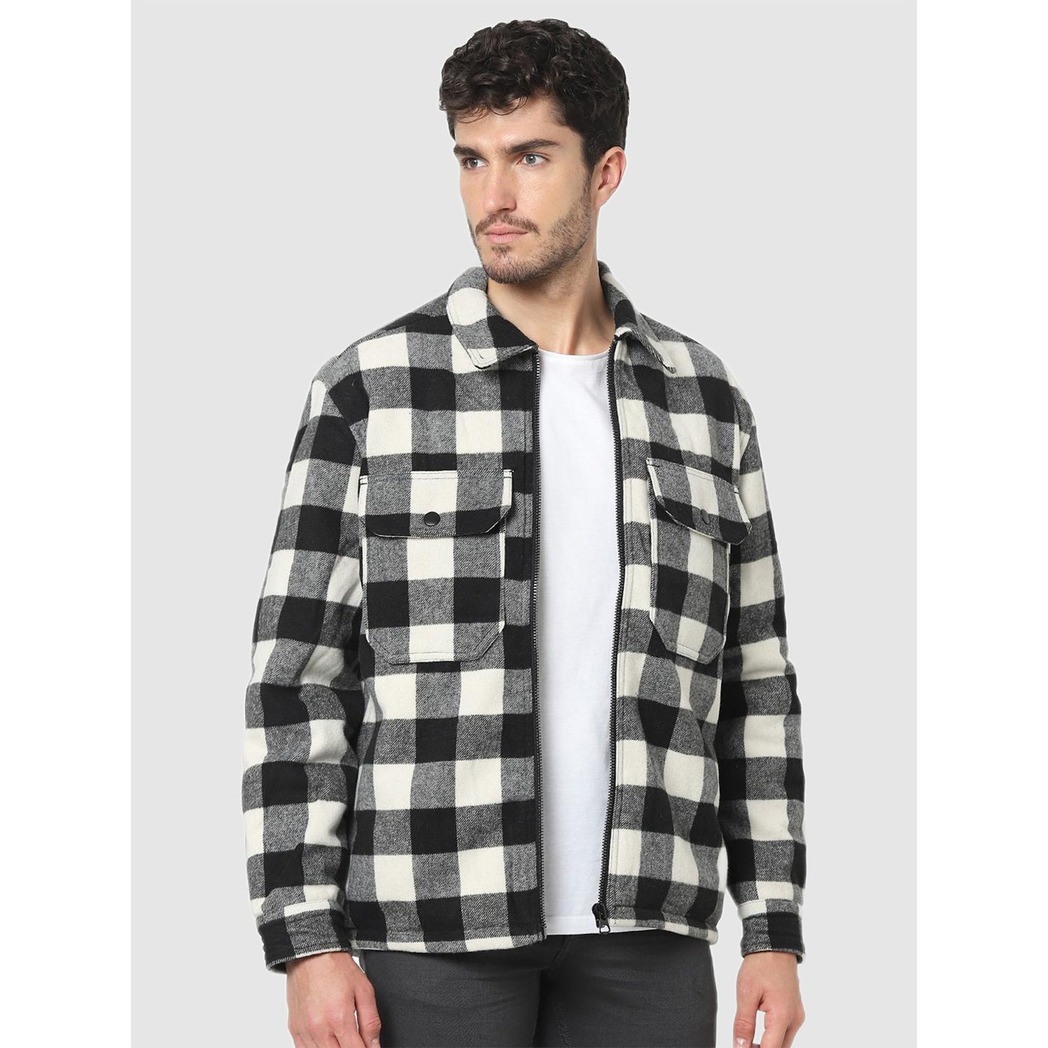 Black White Checked Tailored Jacket (CUBUCHERON)