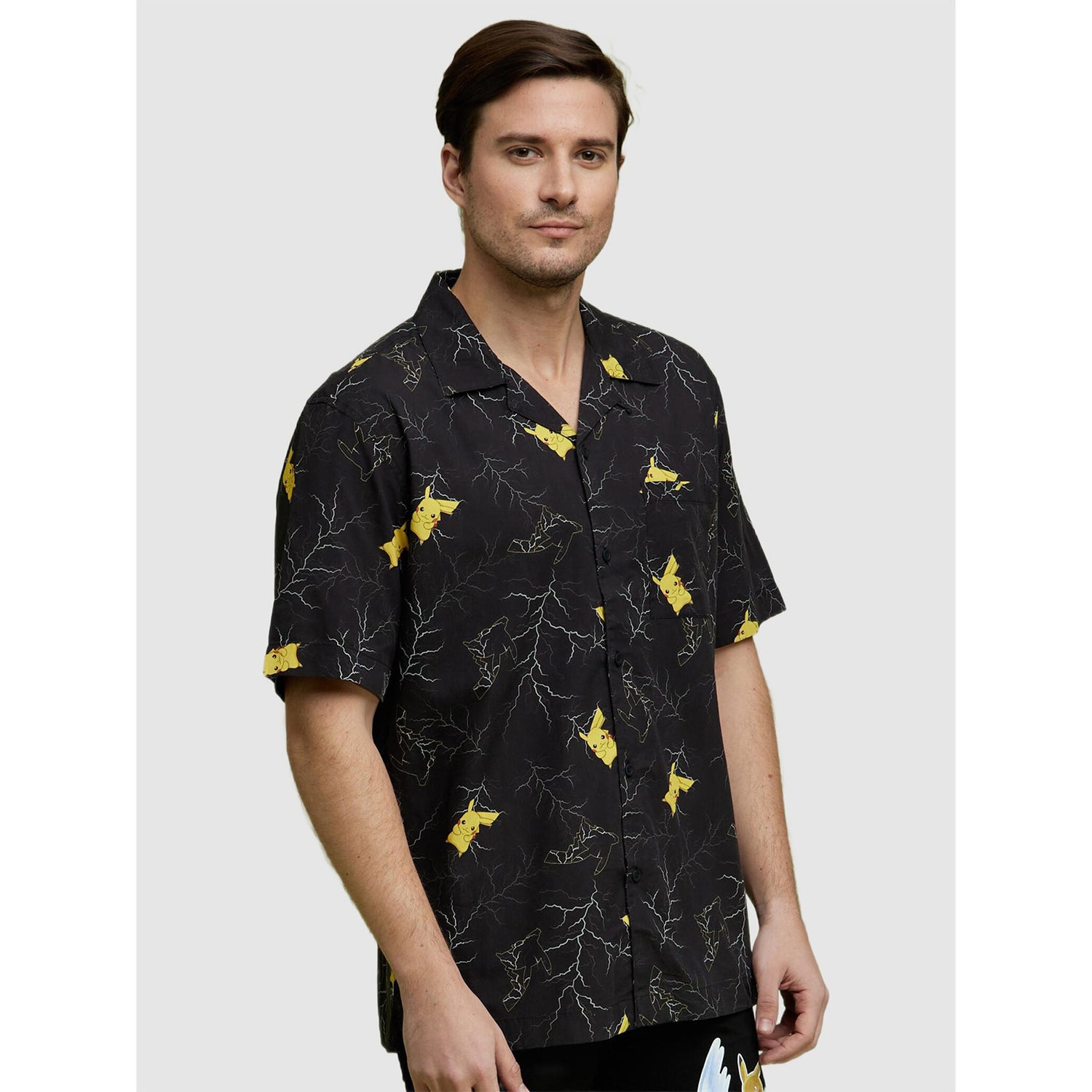 Pokemon - Black Classic Printed Cotton Casual Shirt (LCAPOKE)