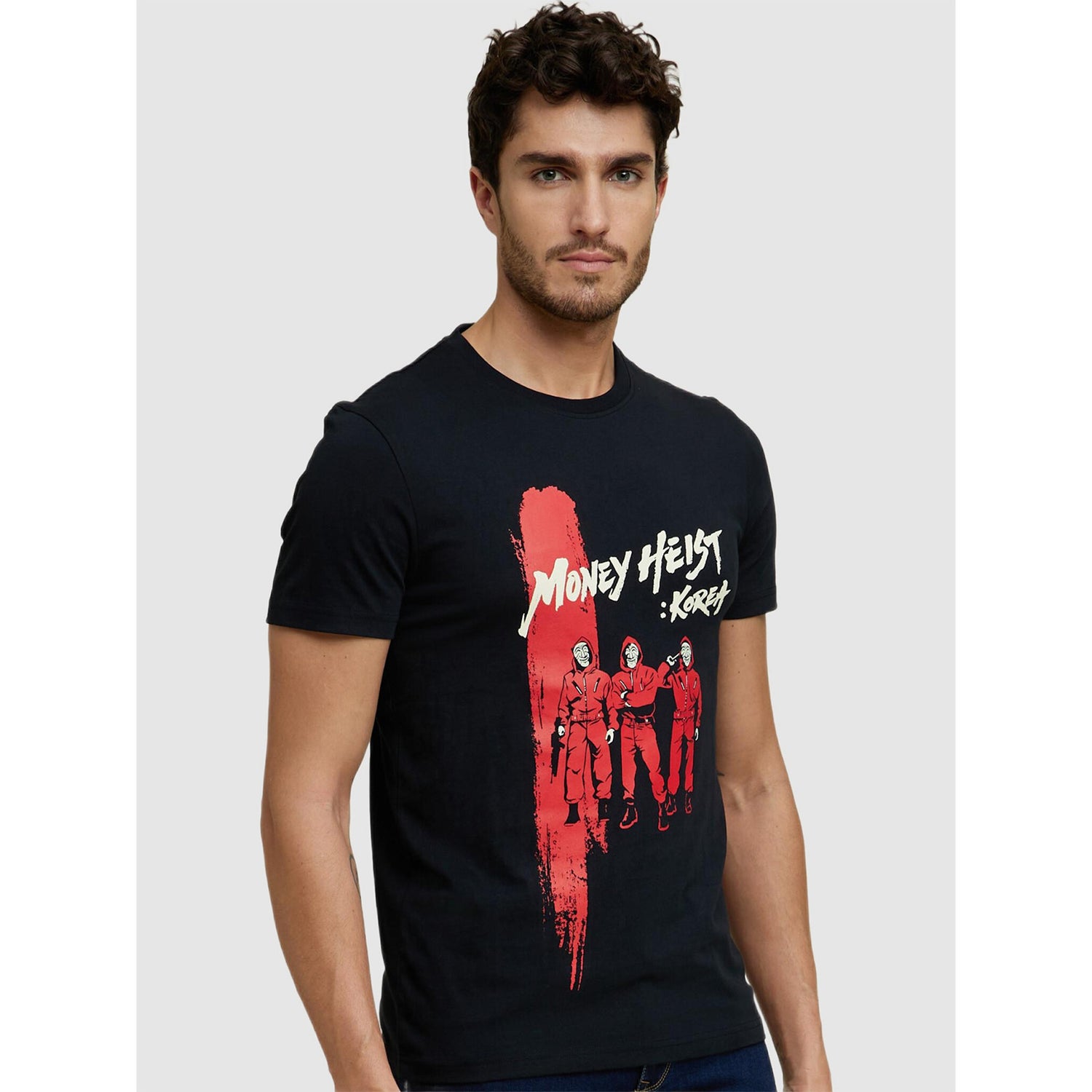 Money Heist - Black Graphic Printed Cotton T-shirt (LBEMHK02)