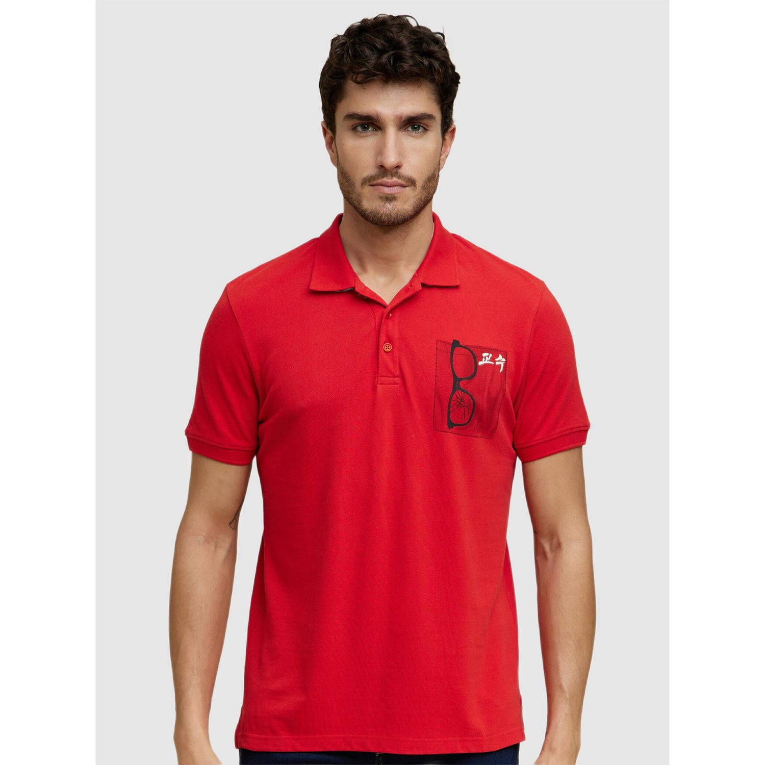 Money Heist - Red Printed Polo Collar Cotton T-shirt (LBEMHKP1)