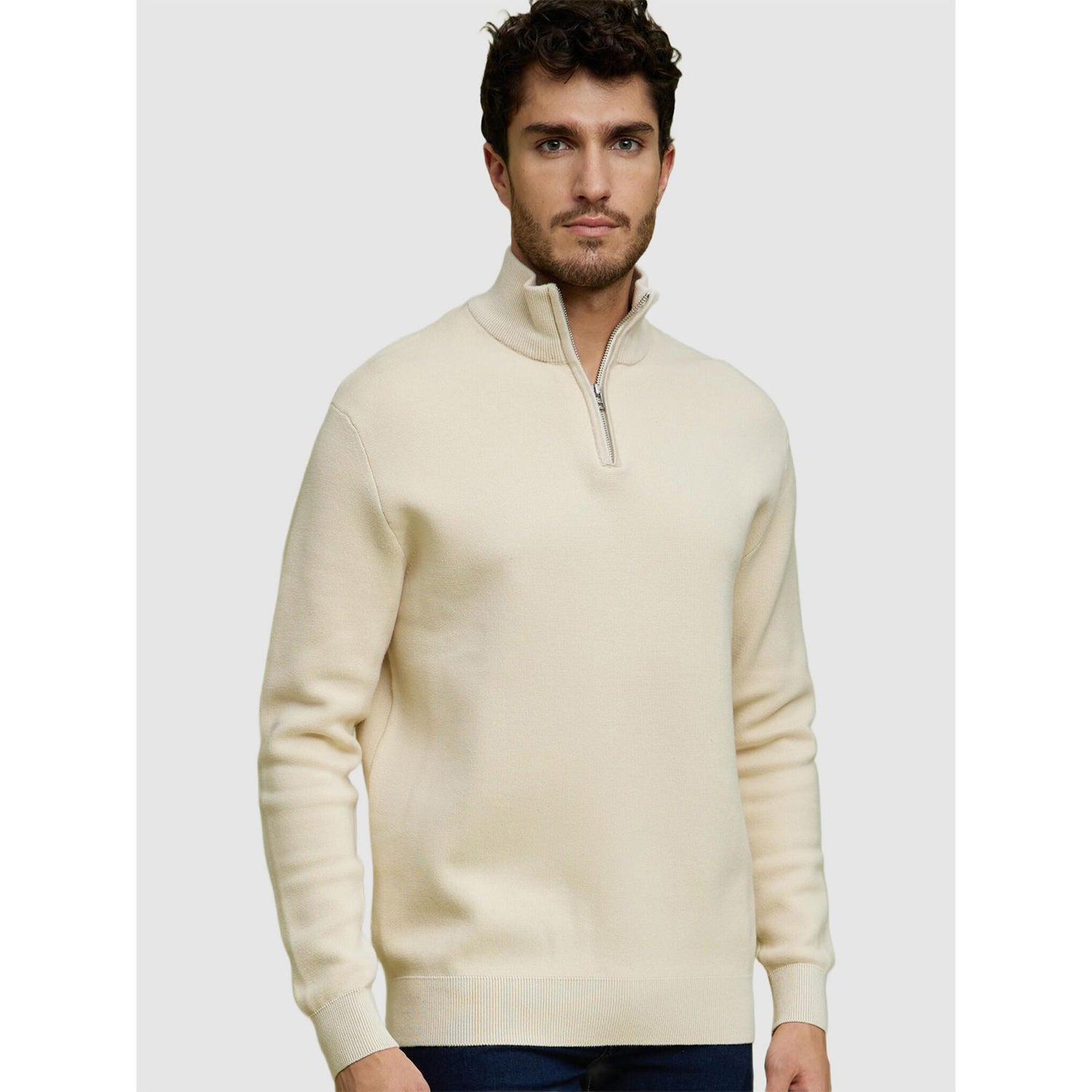 Men's Beige Solid Sweaters (Various Sizes)