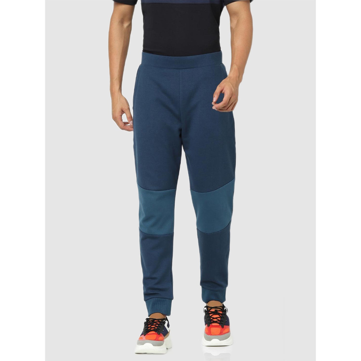 Navy Blue Regular Fit Classic Solid Joggers Trousers (VOJOGYOKE)