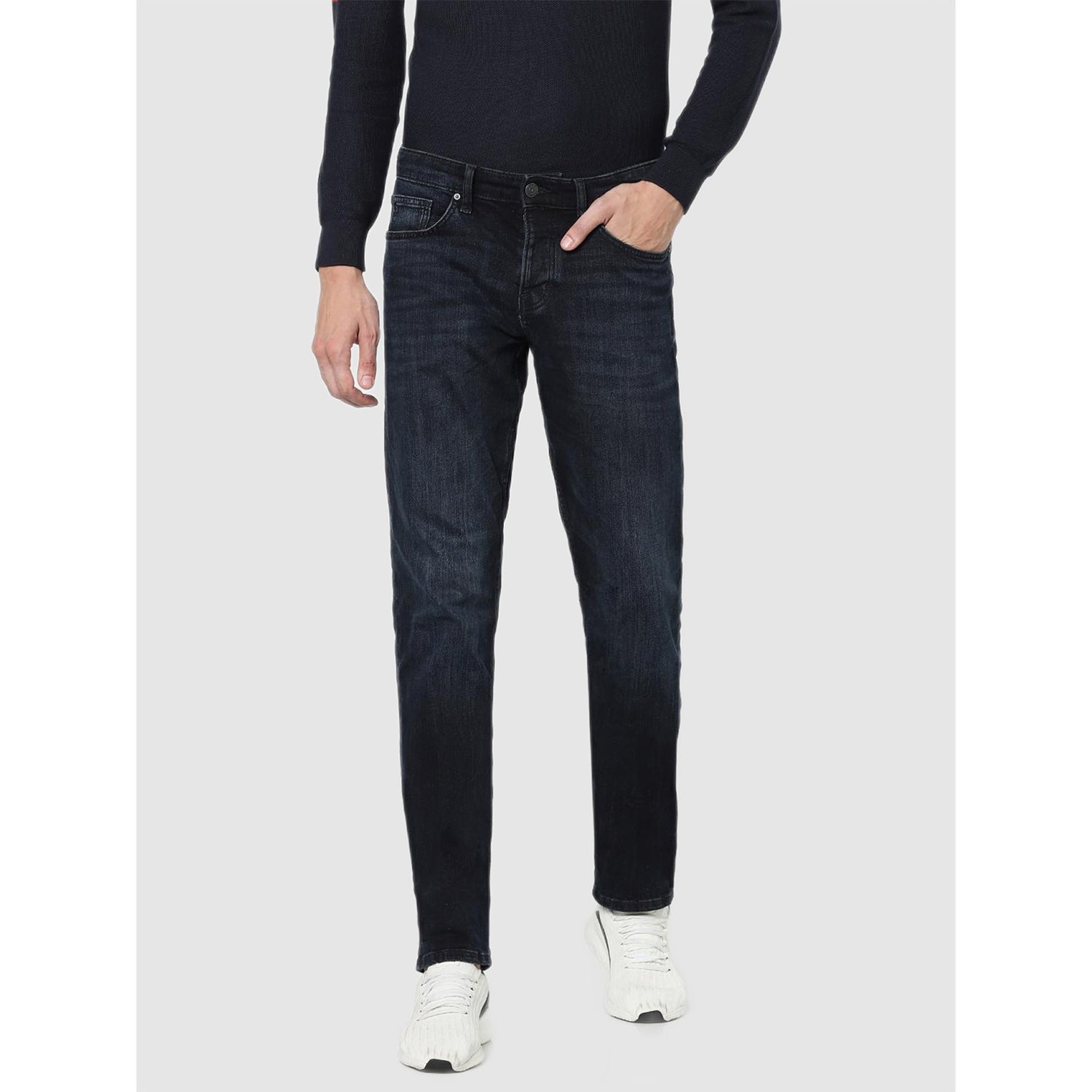 Navy Blue Slim Fit Light Fade Stretchable Jeans (NOBODY15)