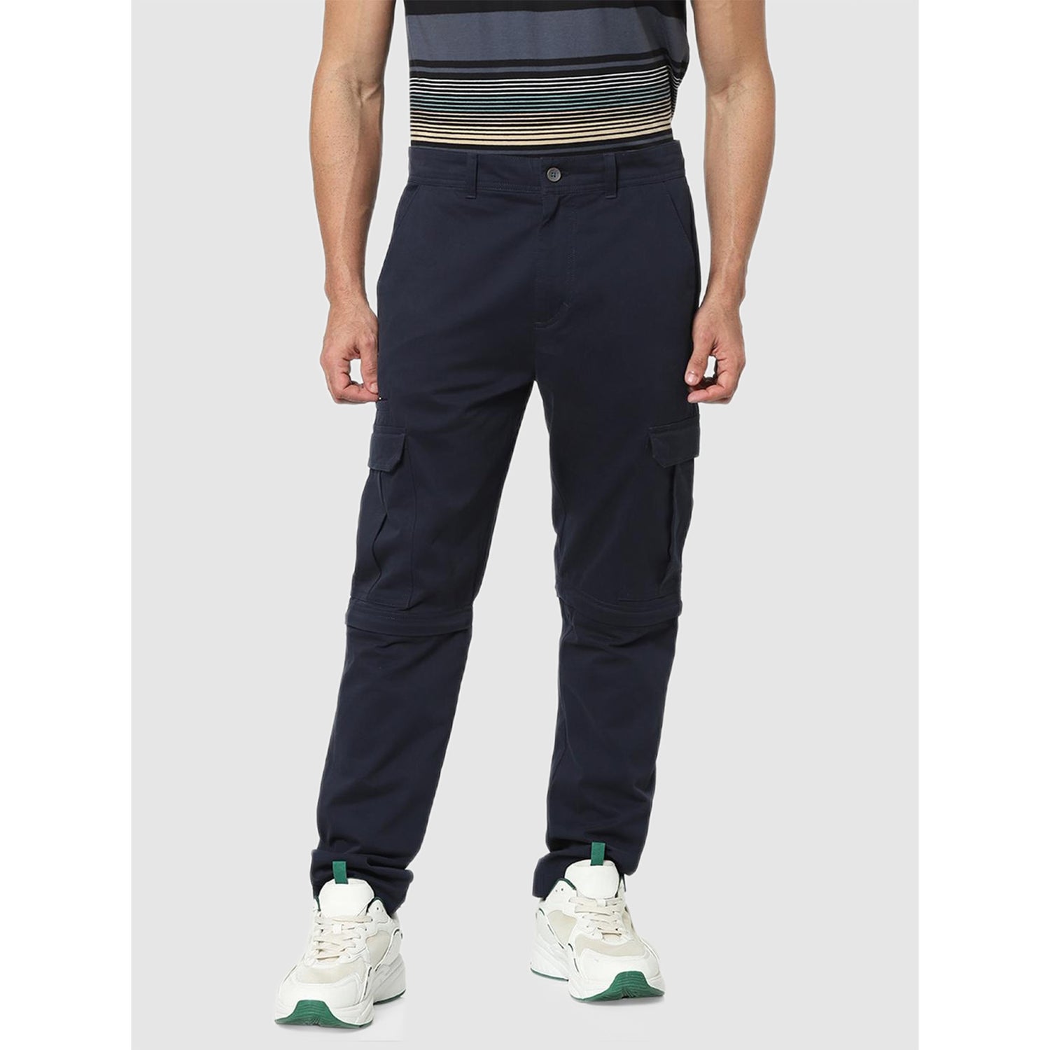 Navy Blue Slim Fit Cotton Chinos Trousers (CODETACH)