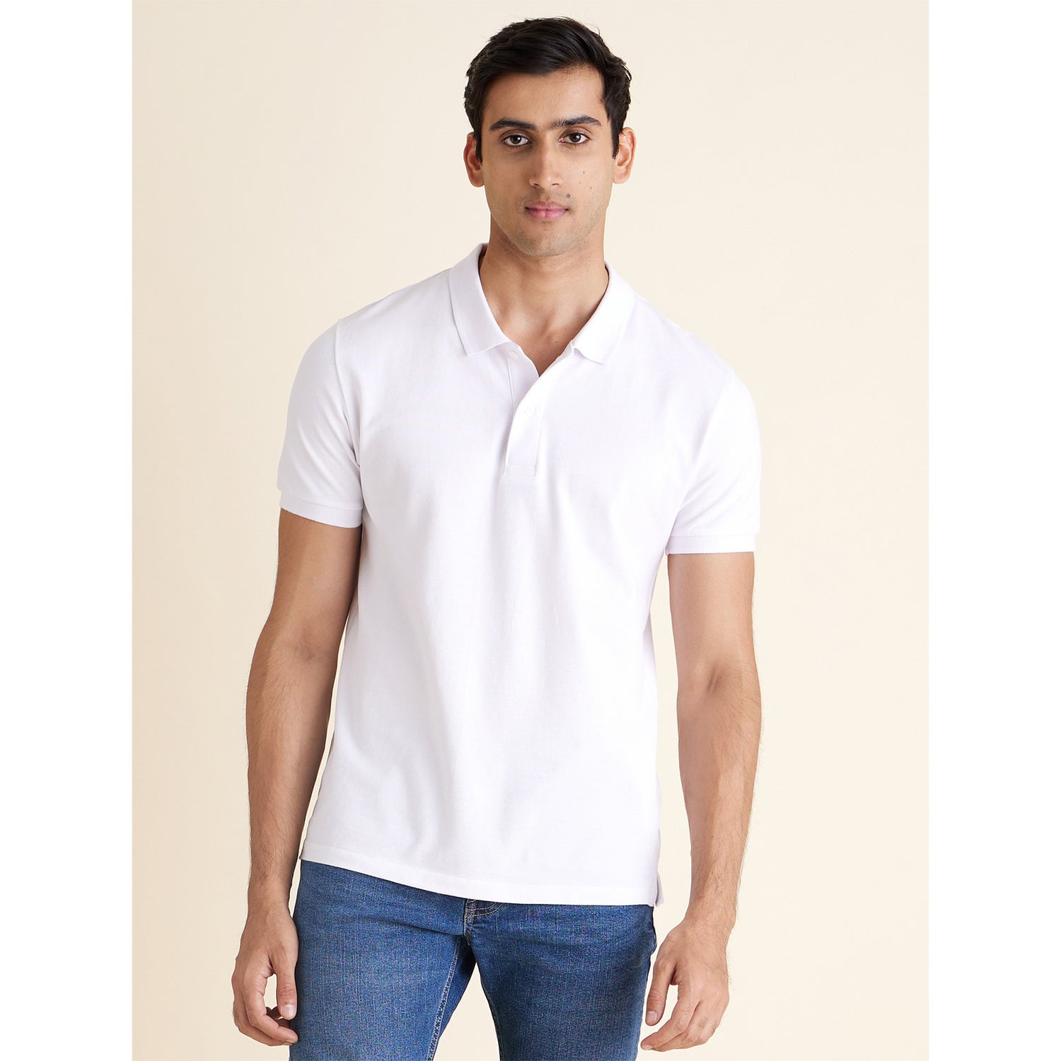 White Polo Collar T-shirt (TEONE.)