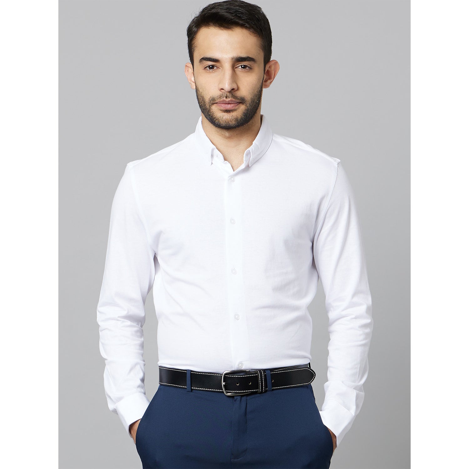 Mens White Solid Casual Shirt (Various Sizes)