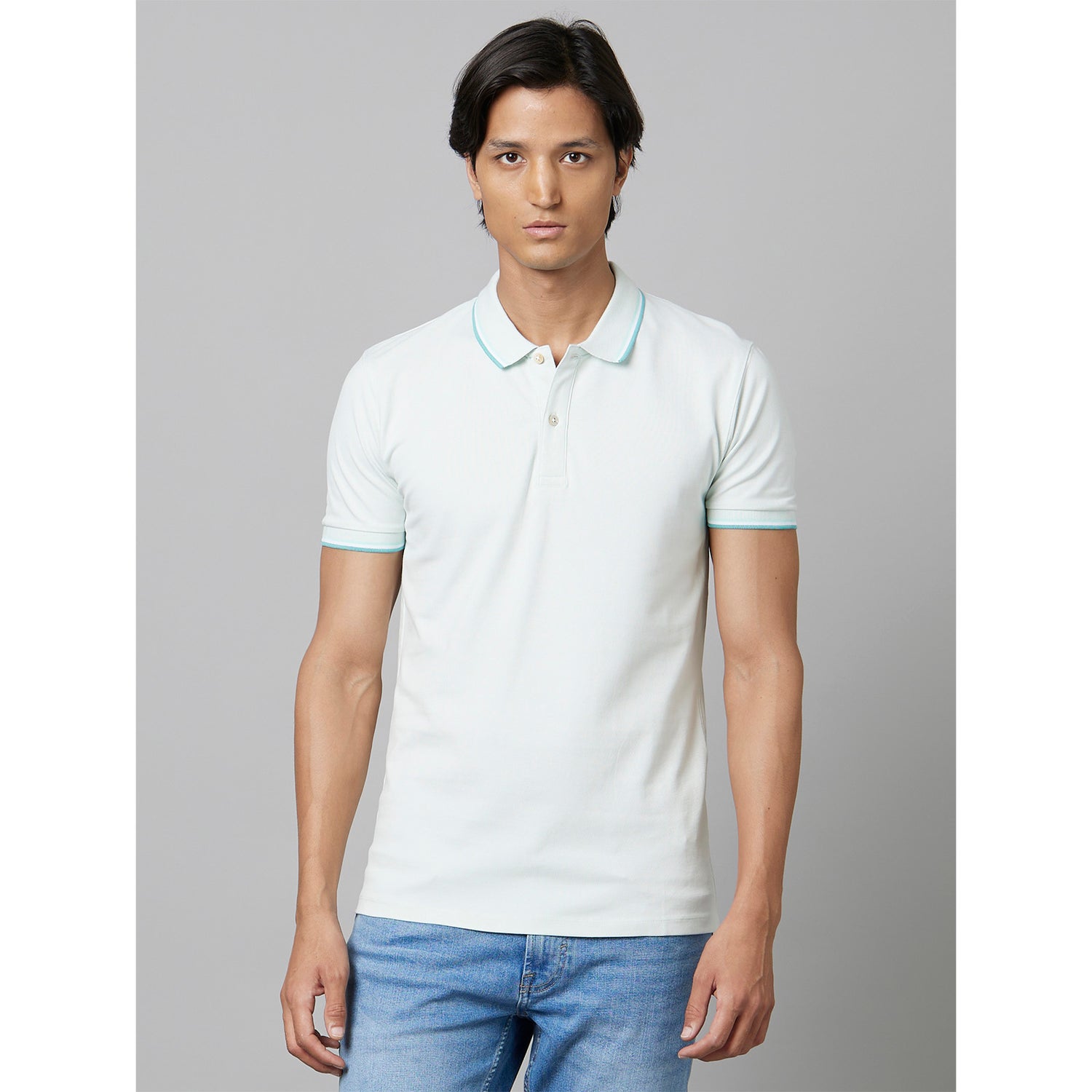 White Solid Short Sleeves Polo T-Shirt