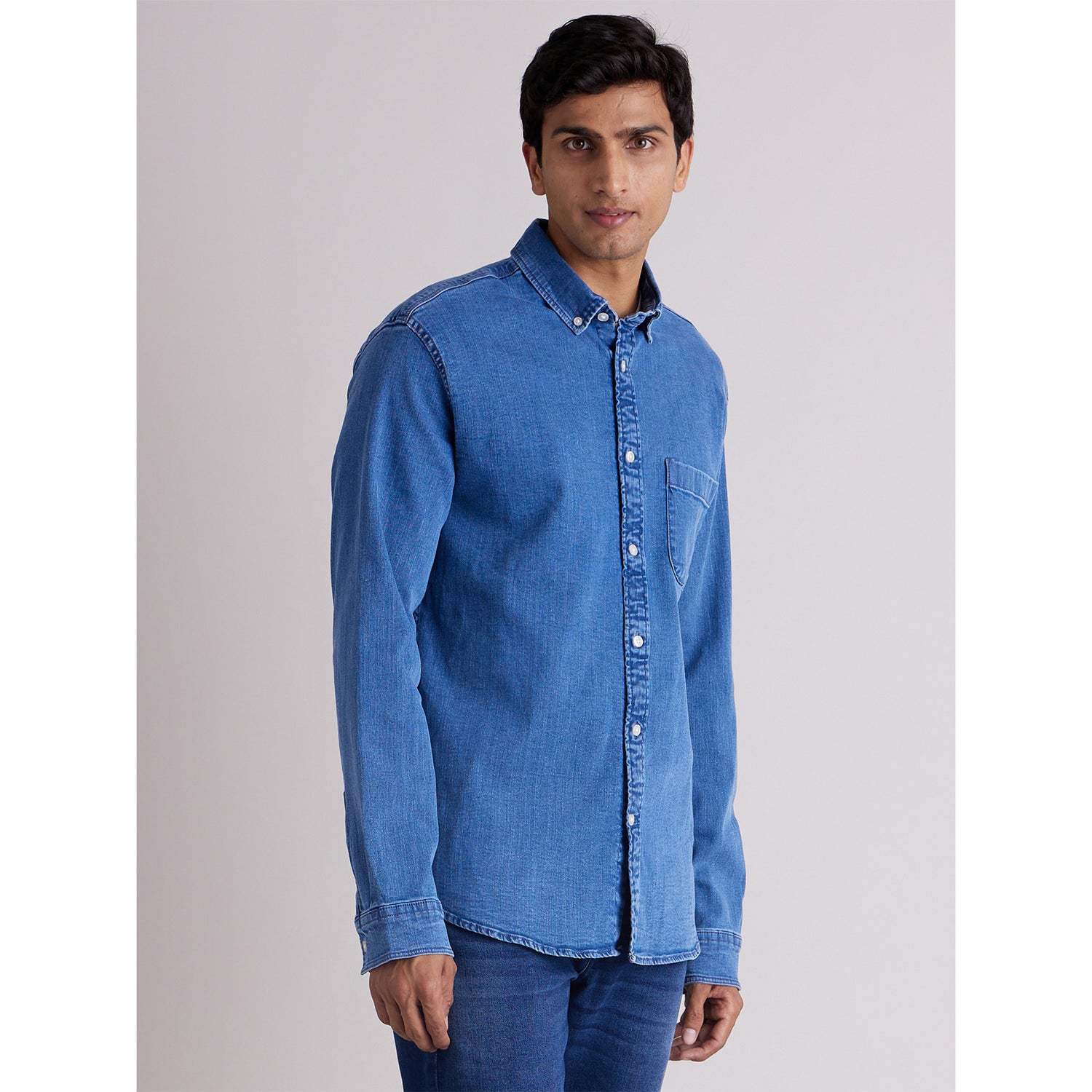Men Solid Blue Long Sleeve shirt (Various Sizes)