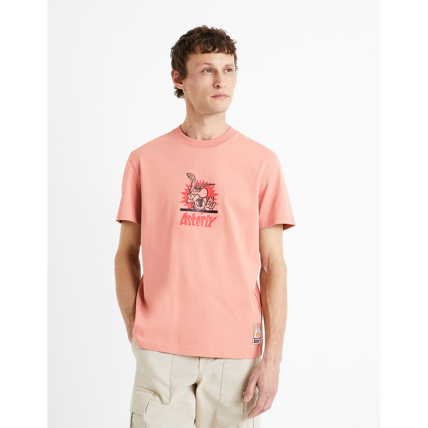Asterix - Pink Printed Round Neck Cotton T-shirt (LDEASTE3)