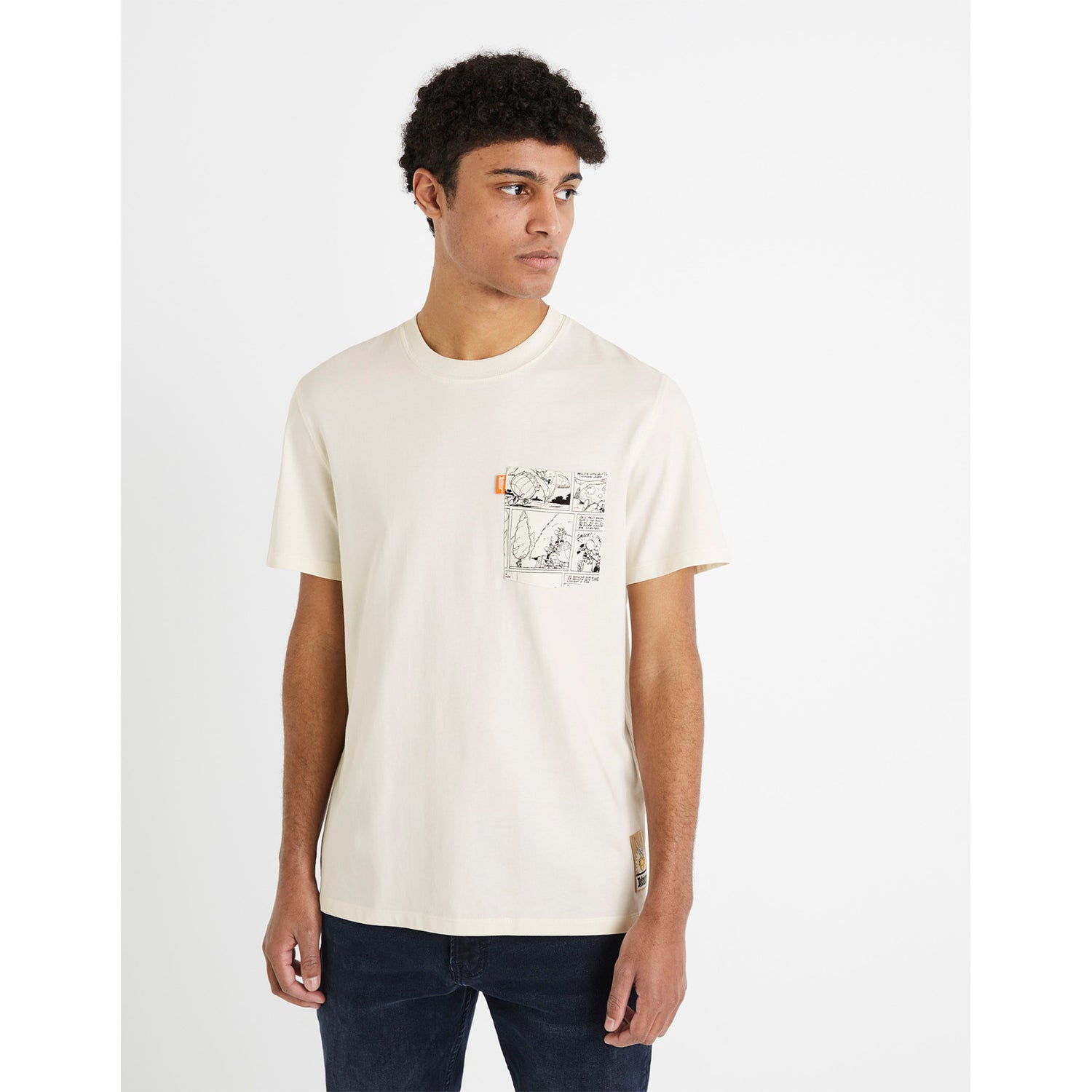 Asterix - Off-White Printed Round Neck Cotton T-shirt (LDEASTE1)