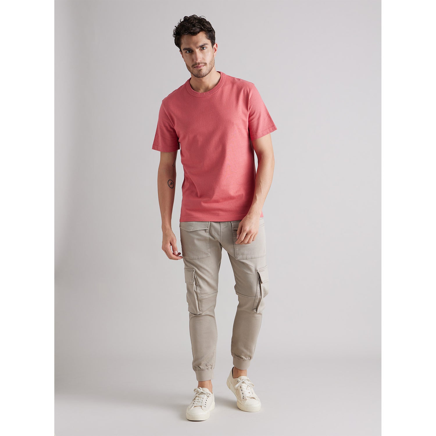 Men Solid Pink Short Sleeve T-shirt (Various Sizes)