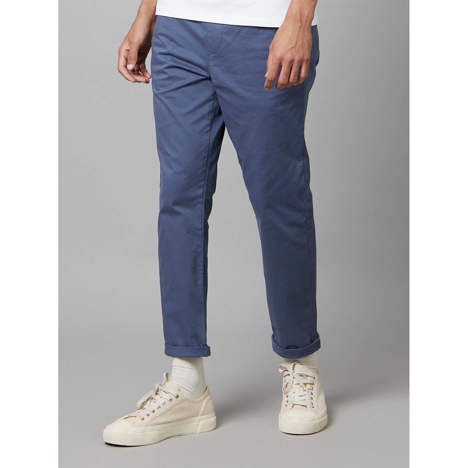 Blue Solid Cotton Classic Trousers (DOTRIP)