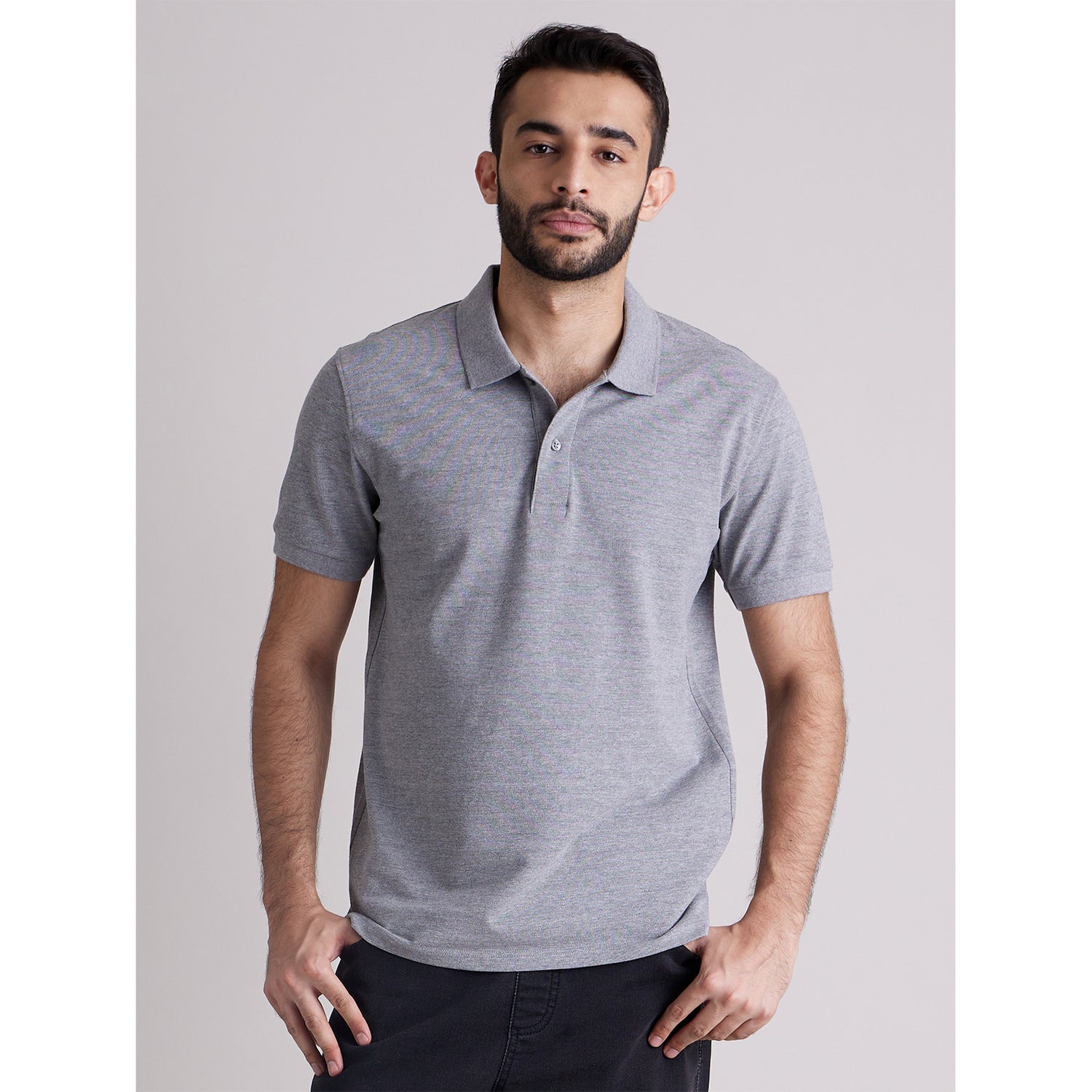 Grey Polo Collar T-shirt (TEONE.)