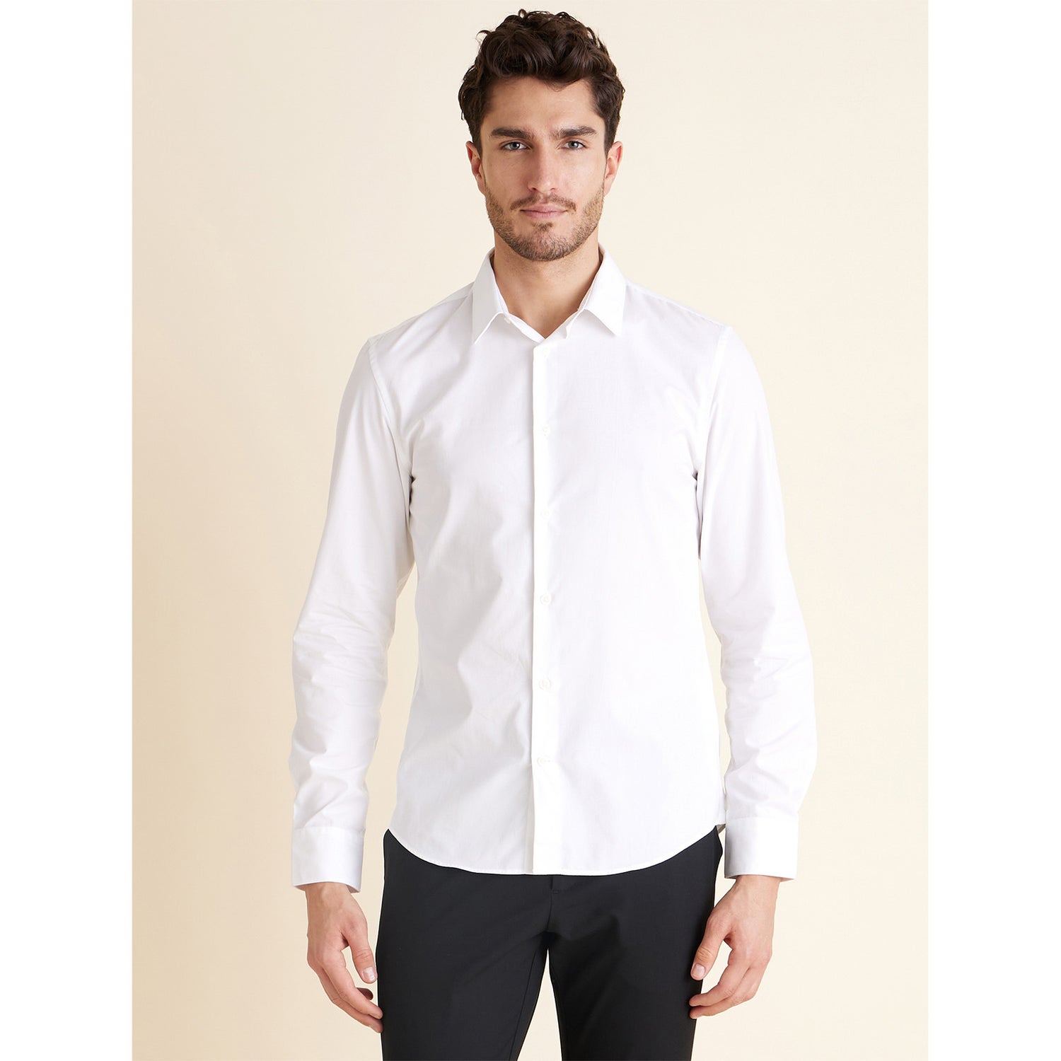 White Classic Casual Cotton Formal Shirt (RABELLEFR)