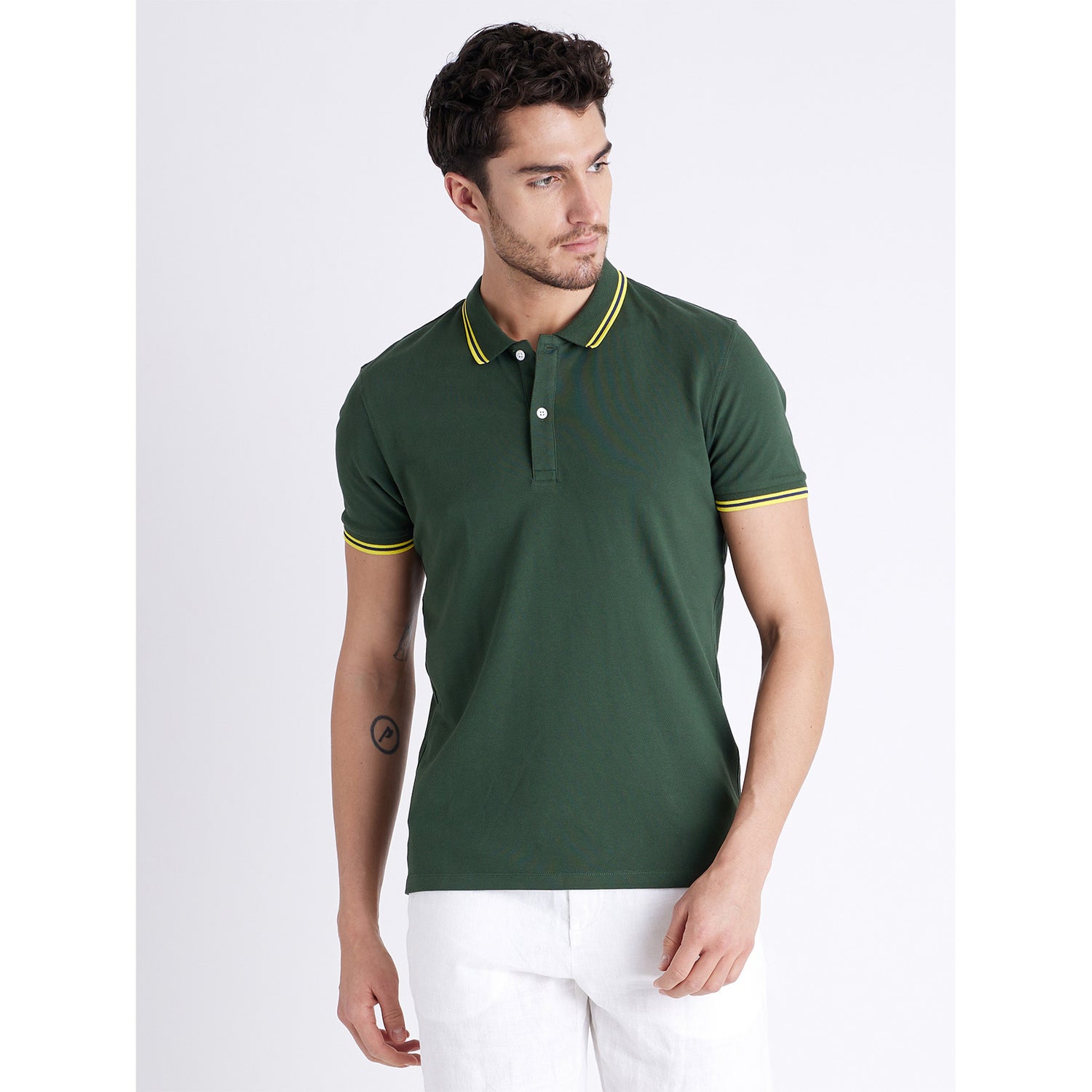 Men Solid Green Short Sleeve Polo (Various Sizes)