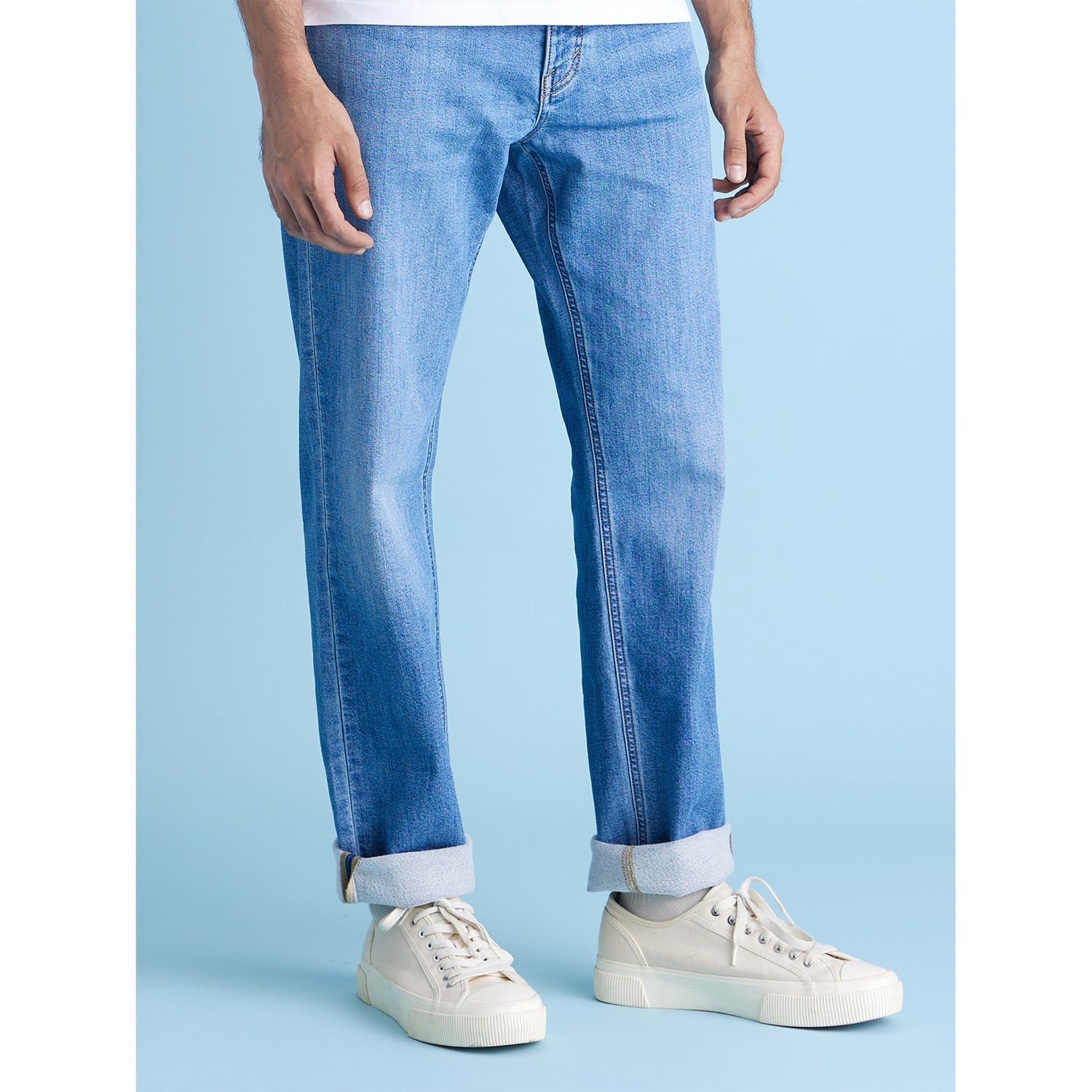 Blue Boyfriend Fit Heavy Fade Stretchable Cotton Jeans (DOKLIGHT15)