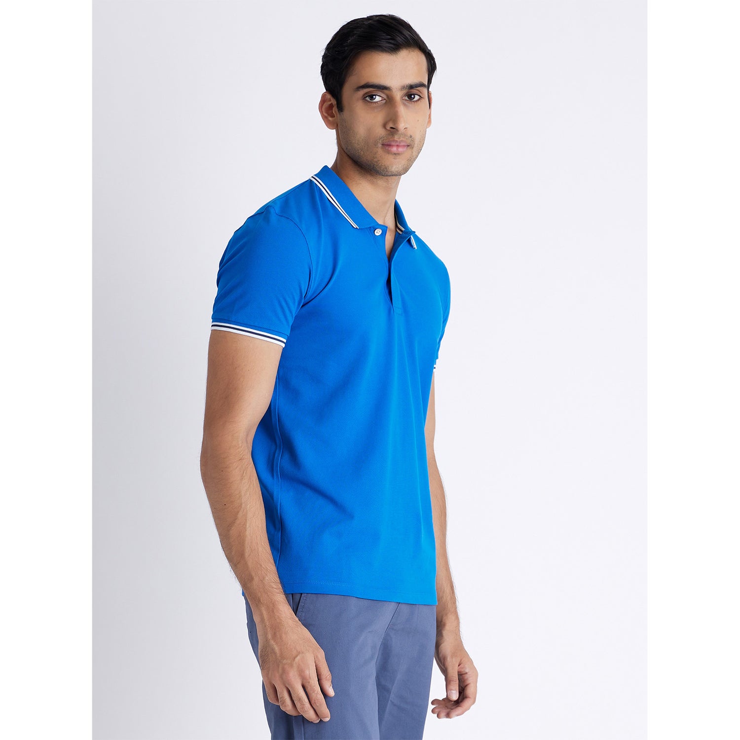 Men Solid Blue Short Sleeve Polo (Various Sizes)
