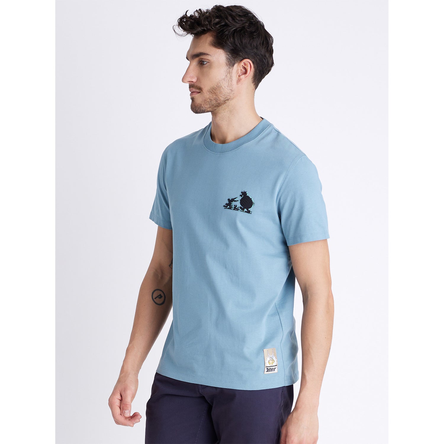 Asterix - Blue Printed Round Neck Cotton T-shirt (LDEASTE2)