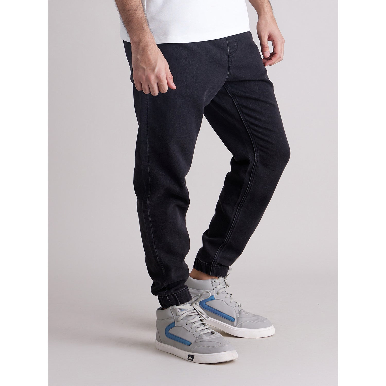 Black Heavy Fade Stretchable Cotton Jogger (DOJOGDEN)