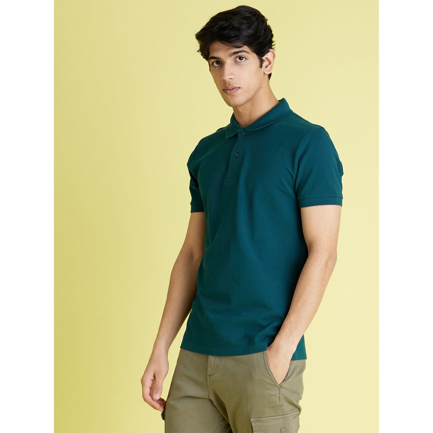 Men Solid Green Short Sleeve Polo (Various Sizes)