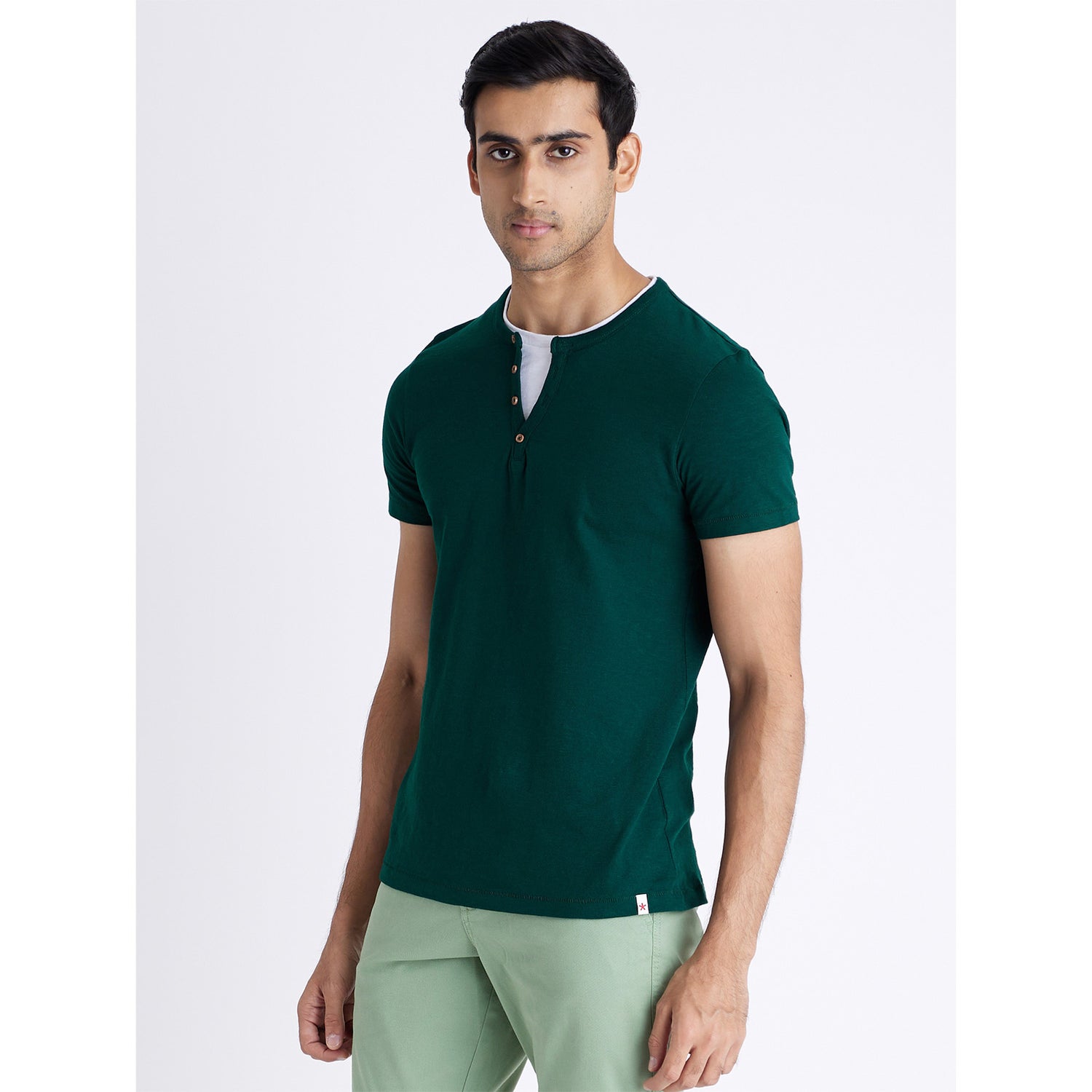 Green Solid Short Sleeve T-Shirt