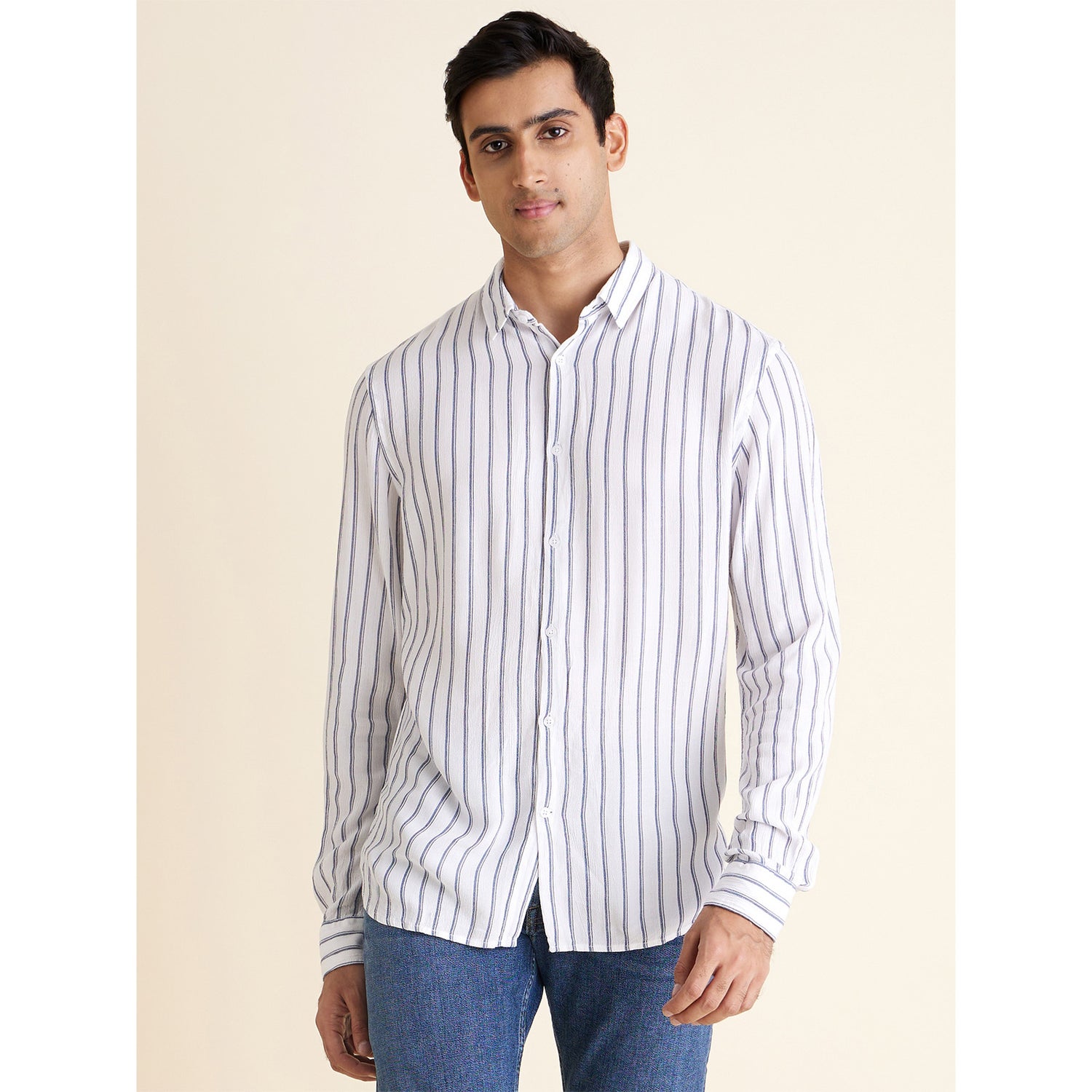 Grey Classic Striped Casual Shirt (DASEERLINE2)