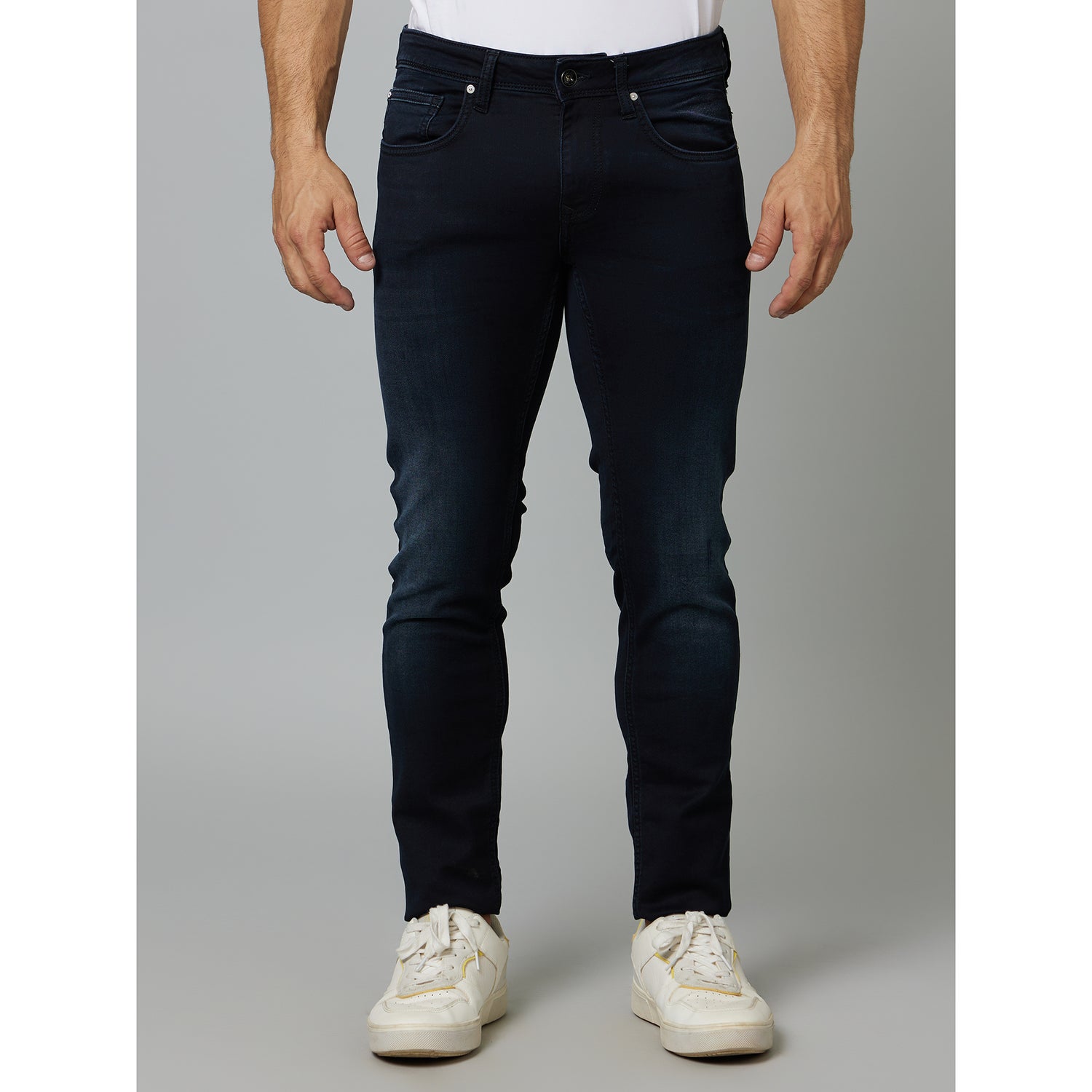 Black Skinny Fit Light Fade Clean Look Stretchable Jeans (DOMELAN45)