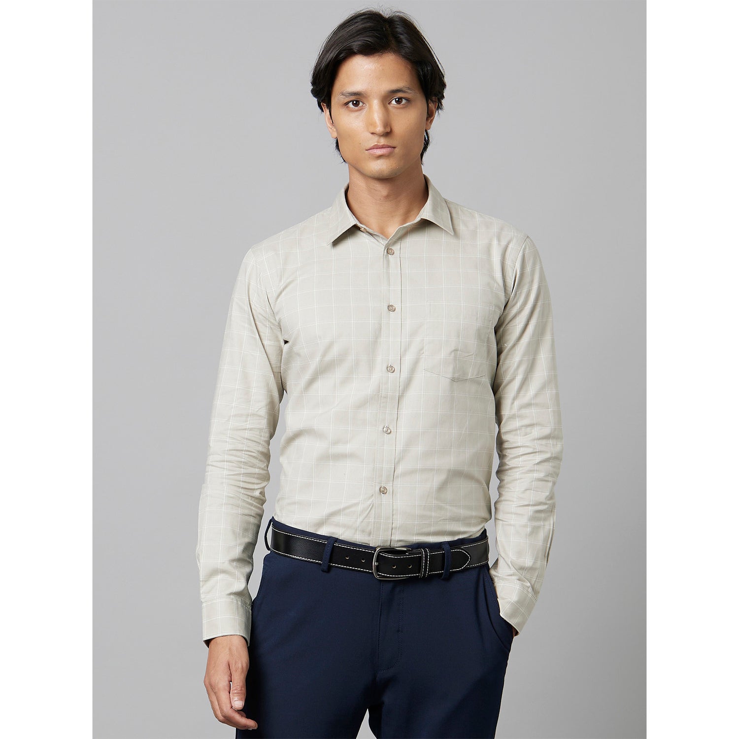 Beige Classic Formal Cotton Shirt (CAPRECHK2)