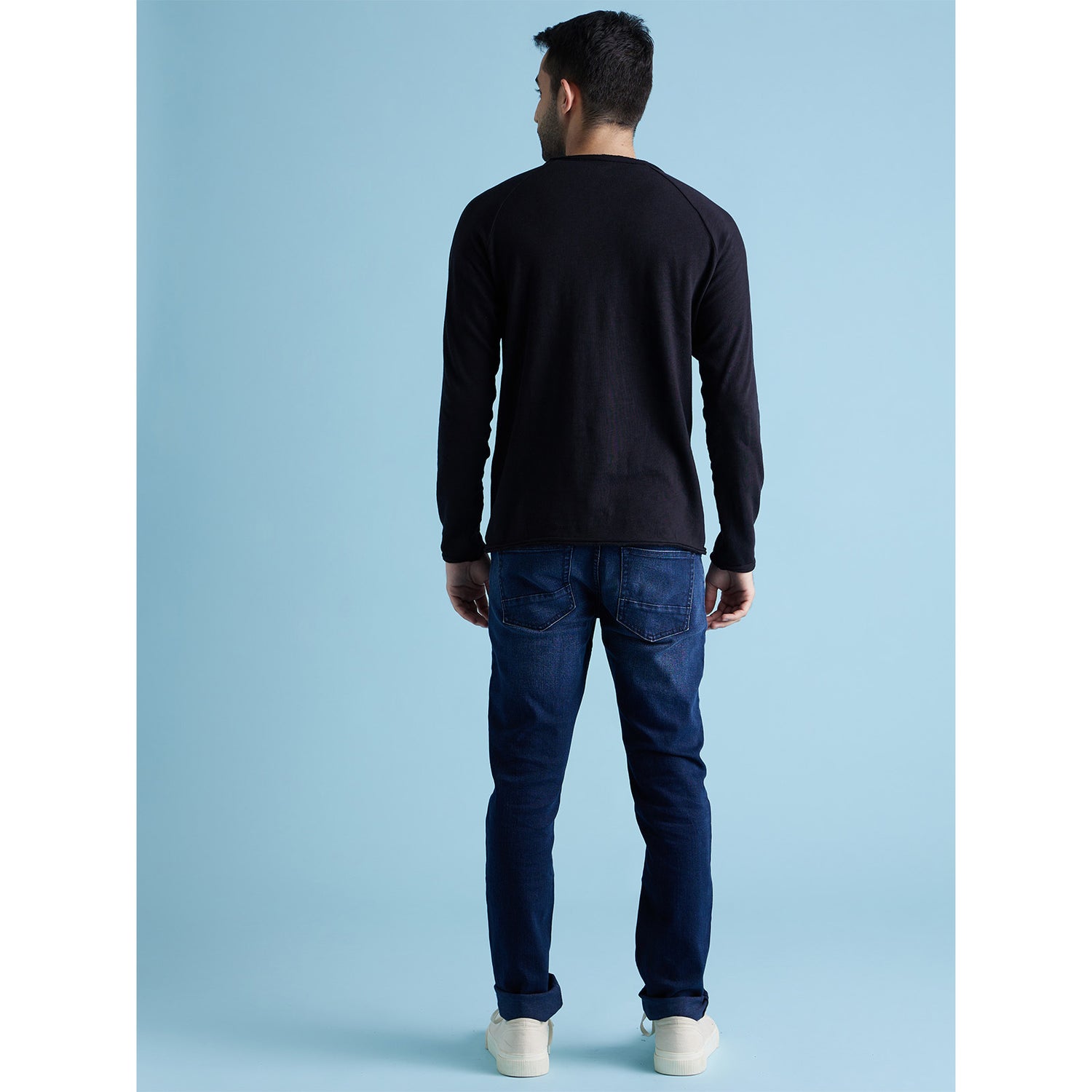 Navy Blue Regular Fit Light Fade Stretchable Cotton Jeans (DOPEACH25)