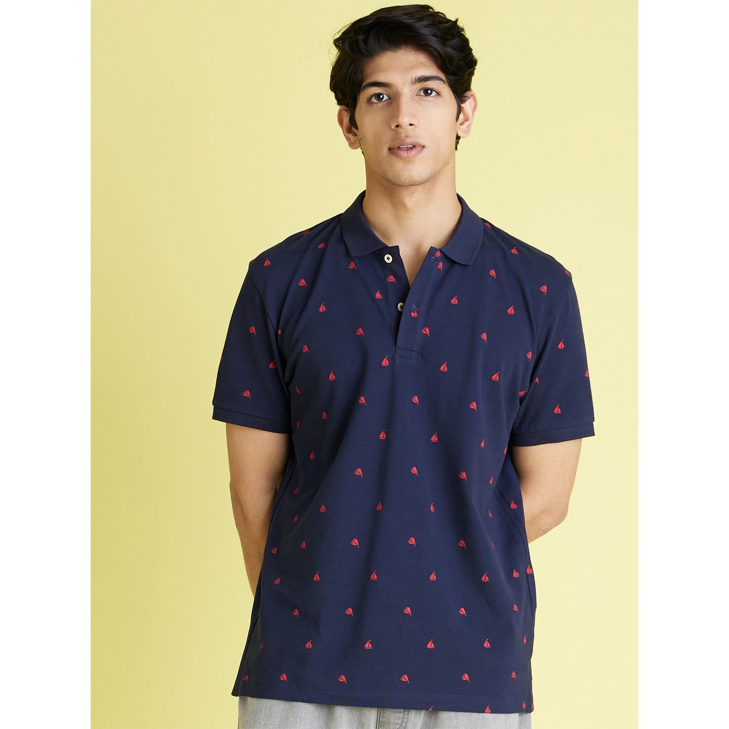 Navy Cotton Polo T-Shirt