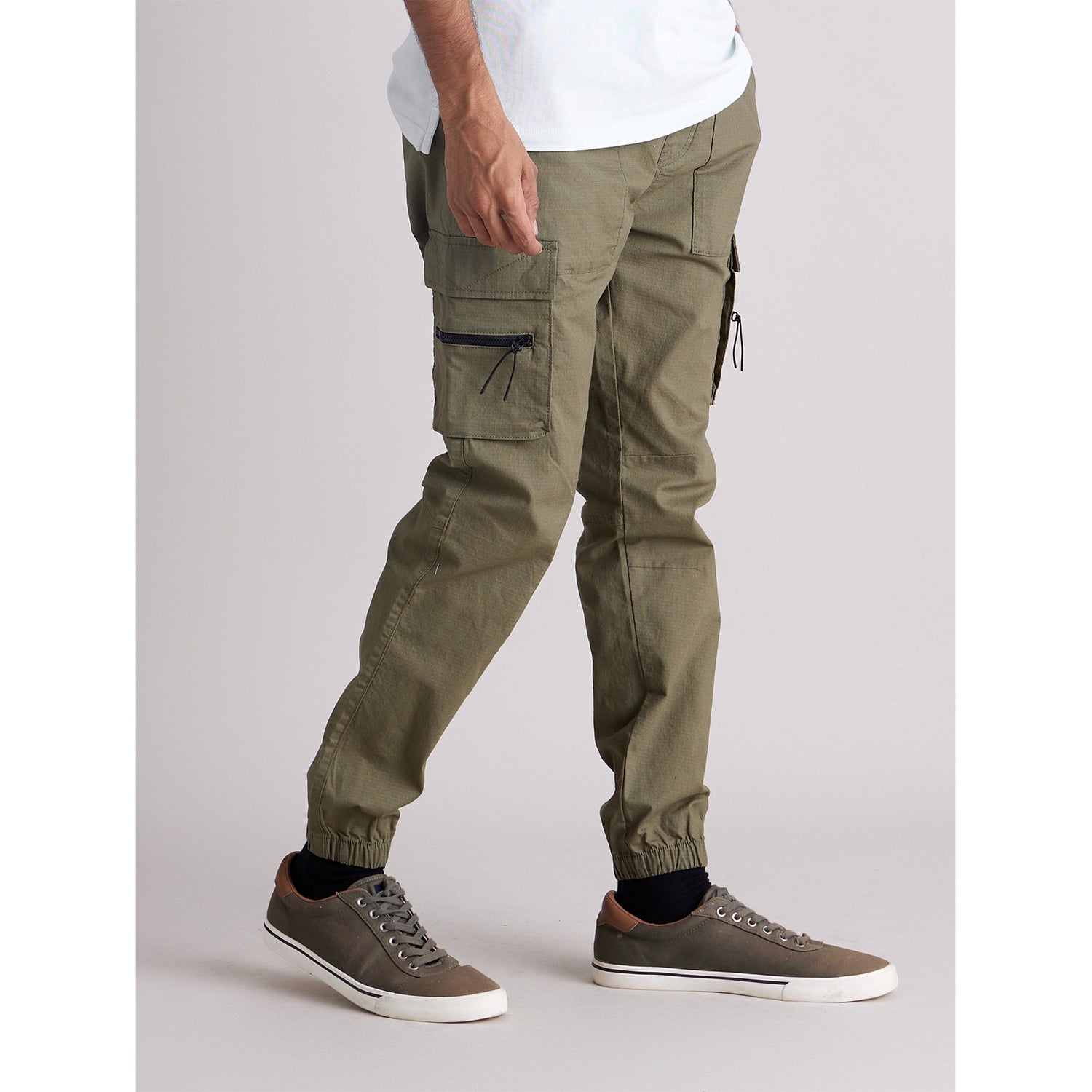 Khaki Solid Cargo Trouser (DOZIP)
