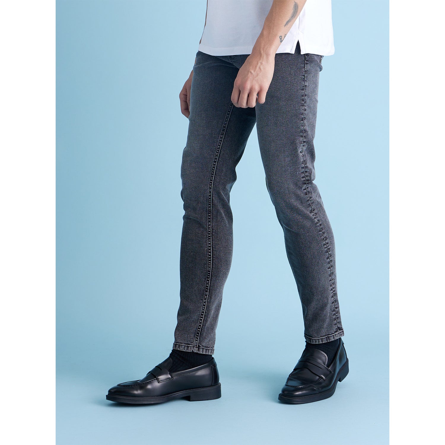 Grey Boyfriend Fit Light Fade Stretchable Cotton Jeans (DOSLEYIN25)