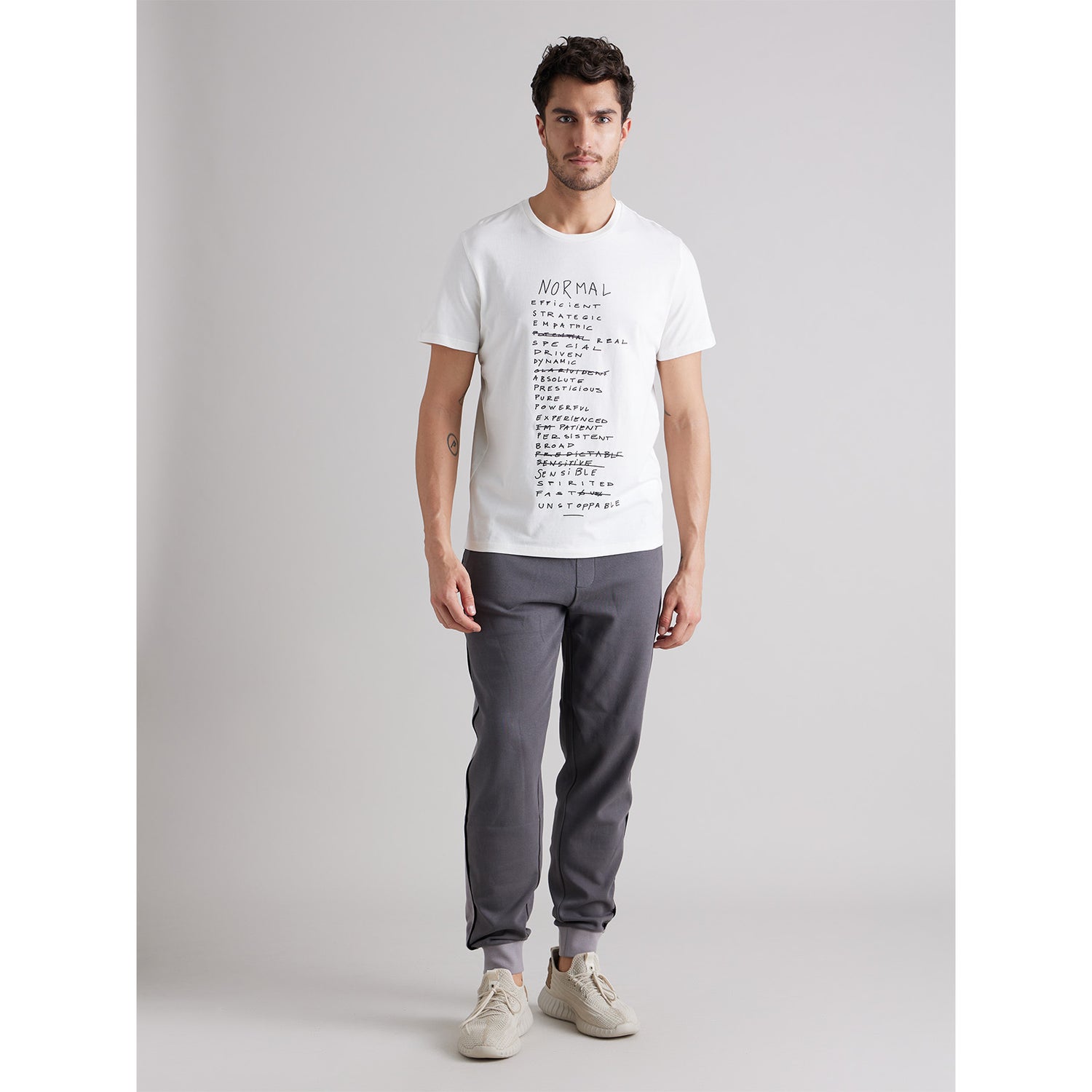 Men Graphic Print White Short Sleeve T-shirt (Various Sizes)