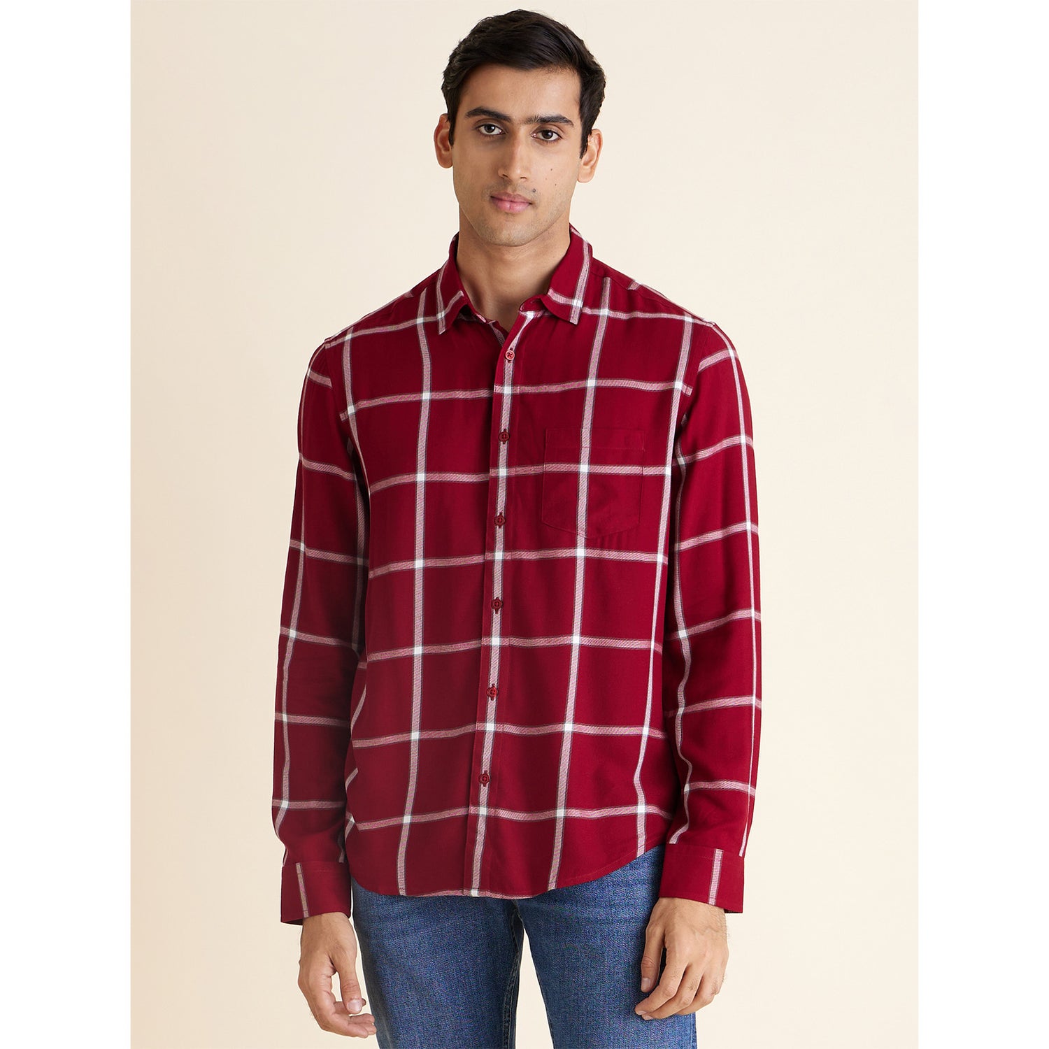 Men All Over Print Red Long Sleeve shirt (Various Sizes)