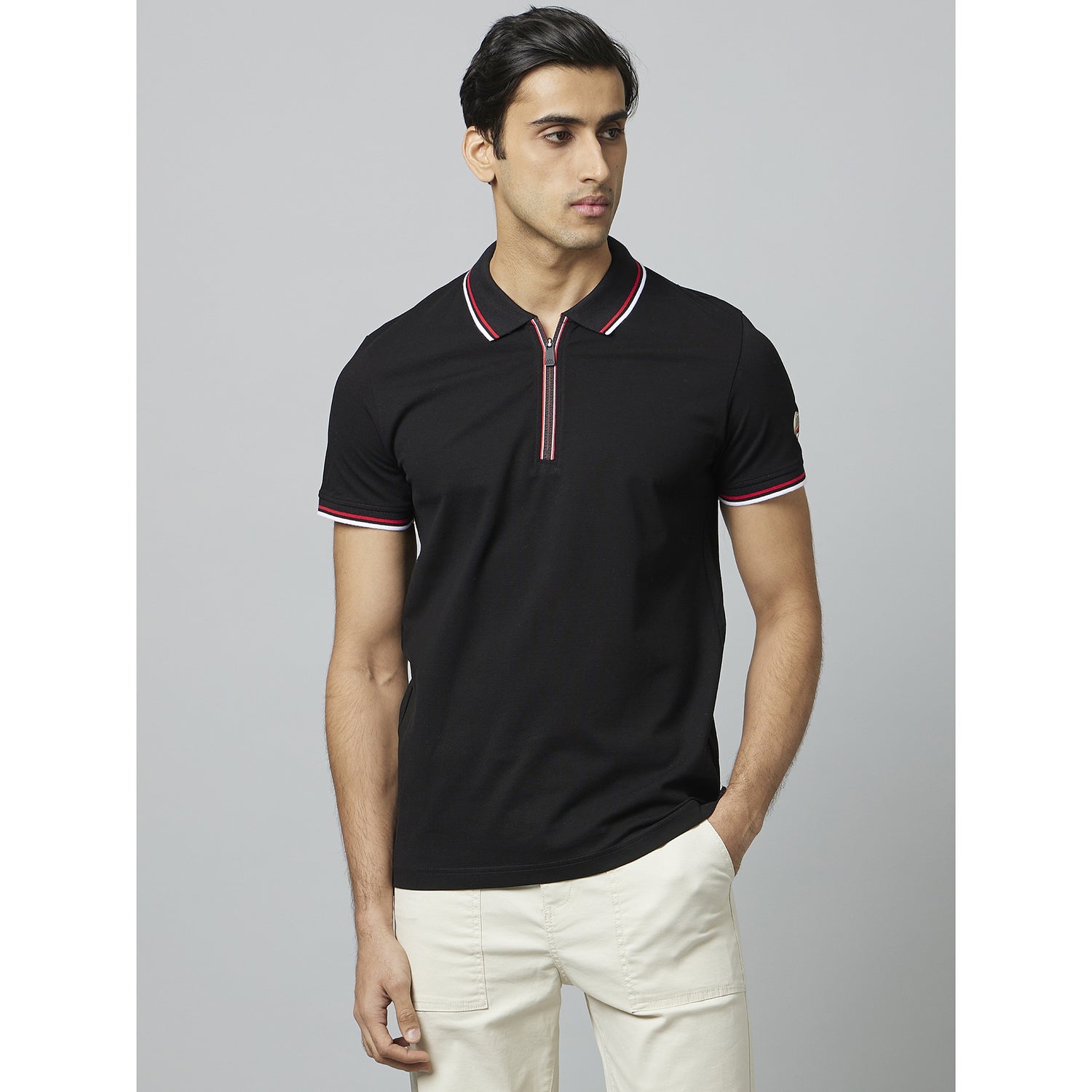 Chamonix - Black Polo Collar Cotton T-shirt (LCEMONIPO)