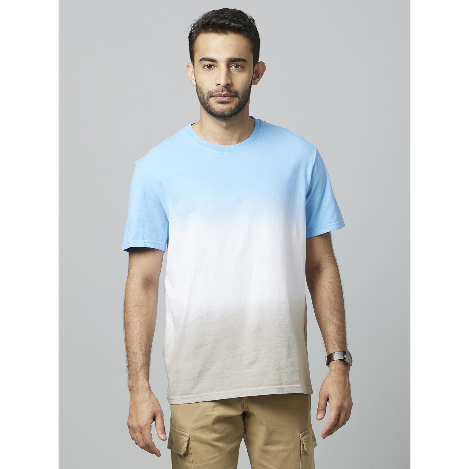 Blue Sportswear Printed Short Sleeves Round Neck Tshirt (DEUTYE)