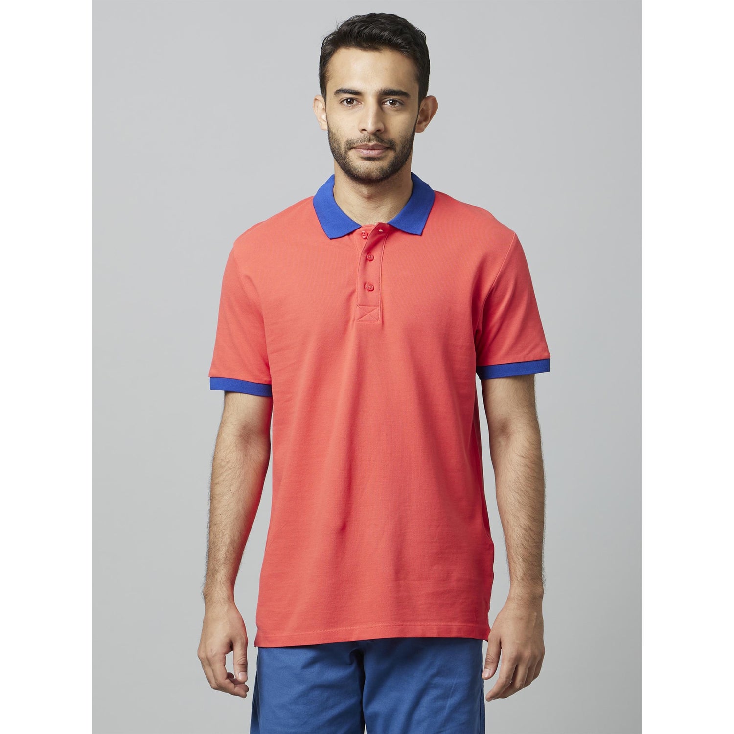 Celio Solid Red Half Sleeves Polo T-Shirt