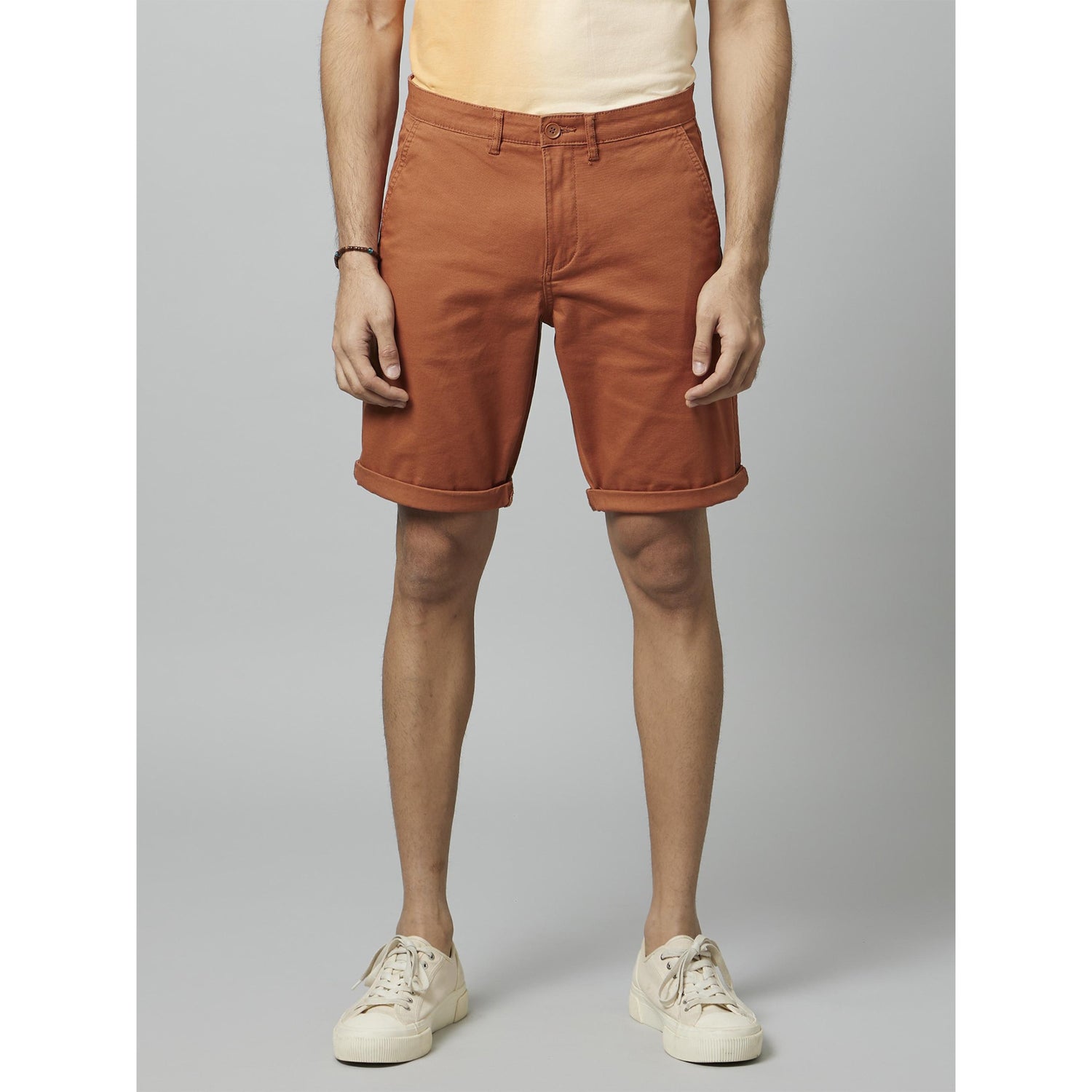 Solid Rust Cotton Chino Shorts