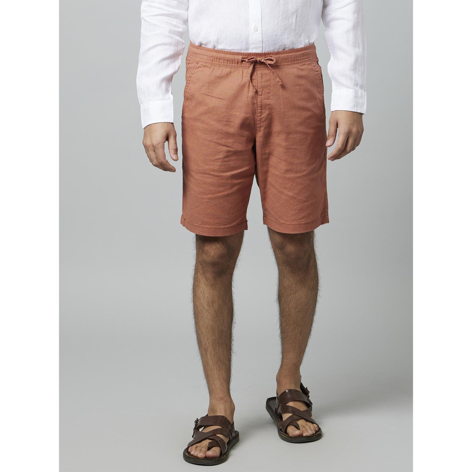 Brown Solid Mid-Rise Knee Length Cotton Regular Shorts (DOLINCOBM)