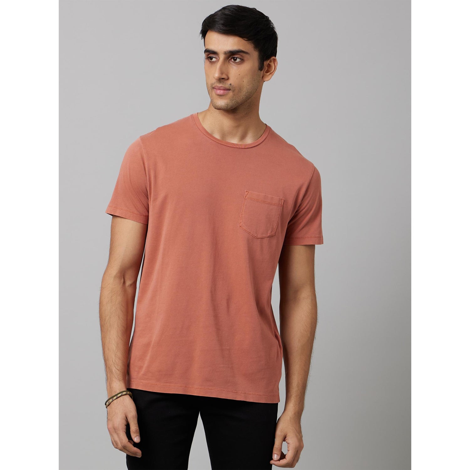 Sportswear Solid Rust Short Sleeves Round Neck Tshirt