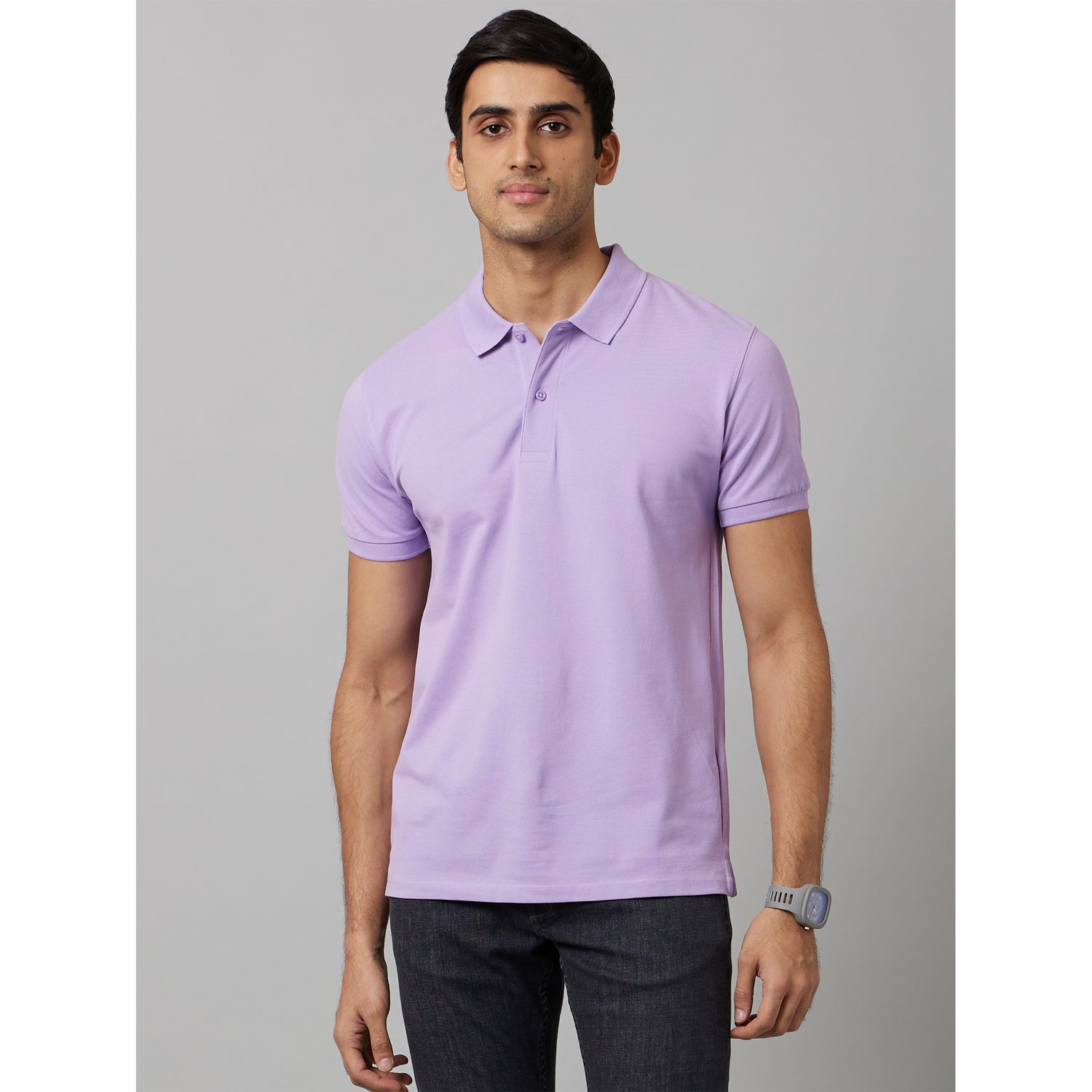 Solid Purple Short Sleeves Polo