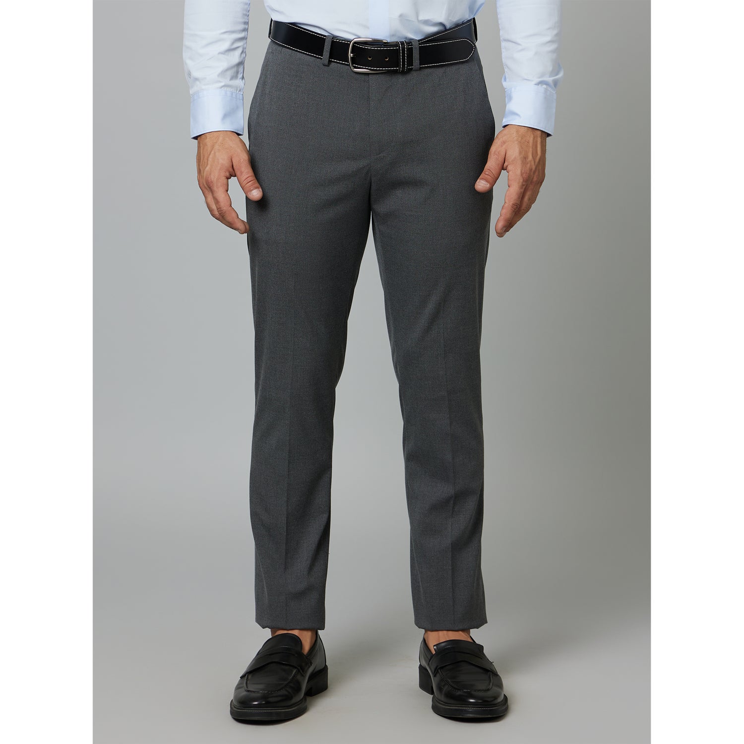 Grey Colored Mid-Rise Slim Fit Formal Trousers (BOAMAURY1)