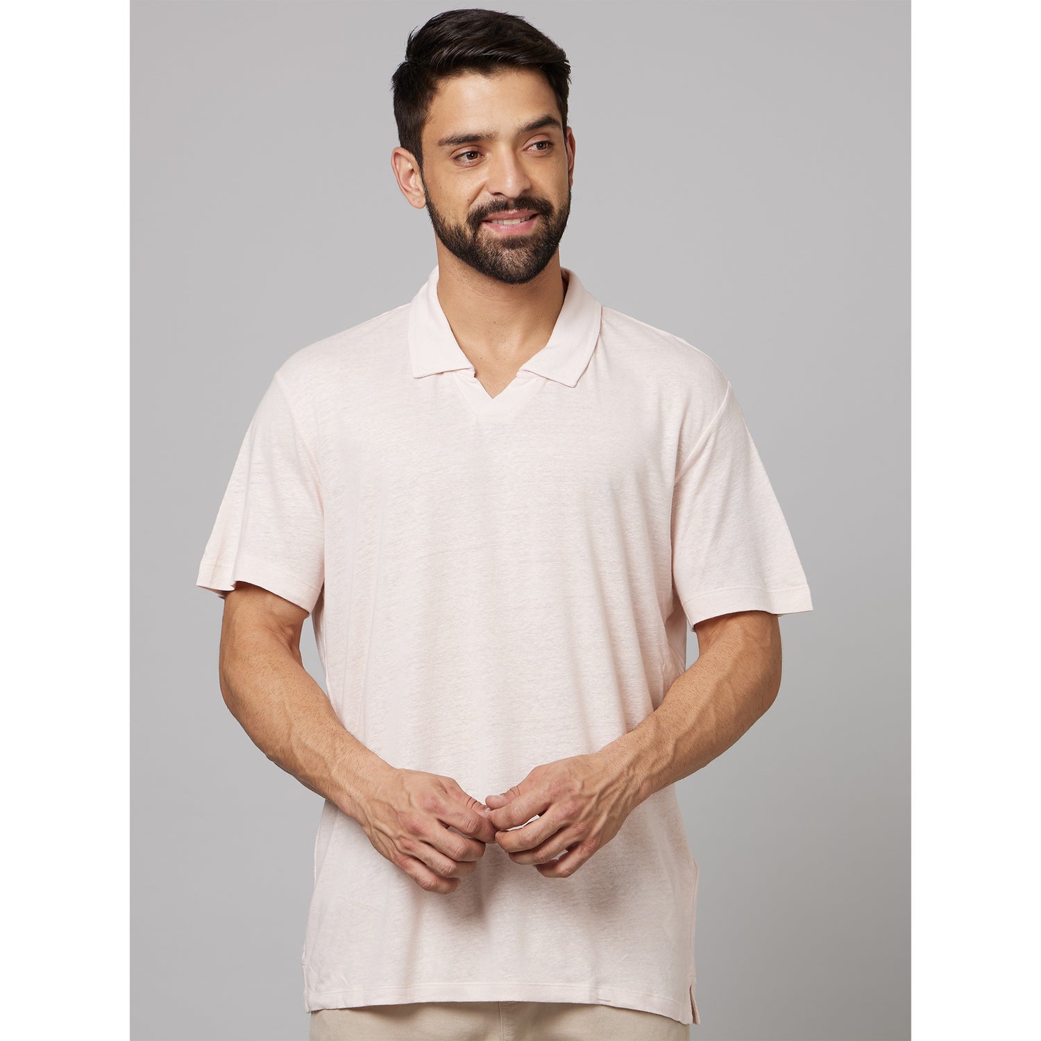 Beige Linen Polo T-Shirt