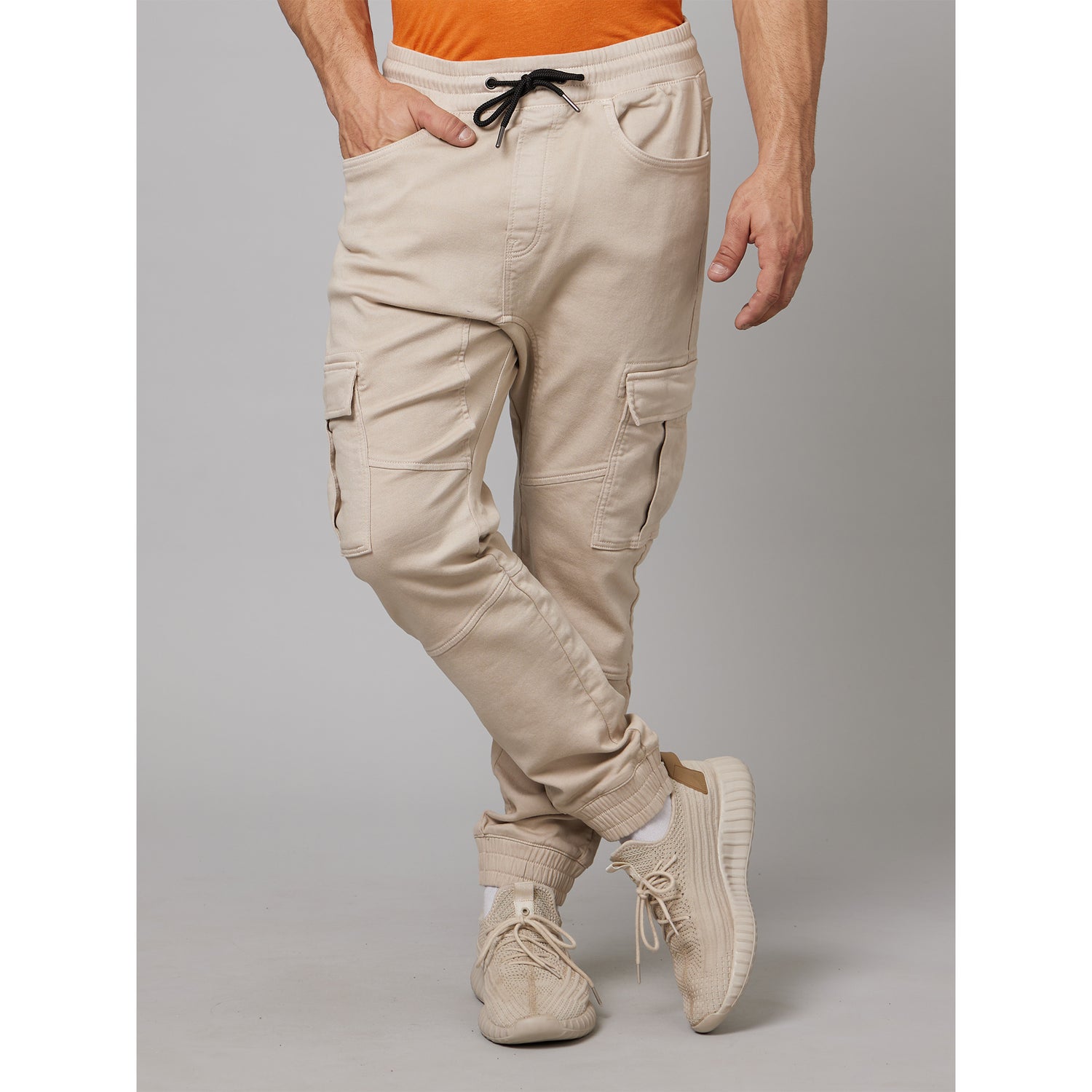 Buy Celio* men relax fit solid trouser pant beige Online | Brands For Less