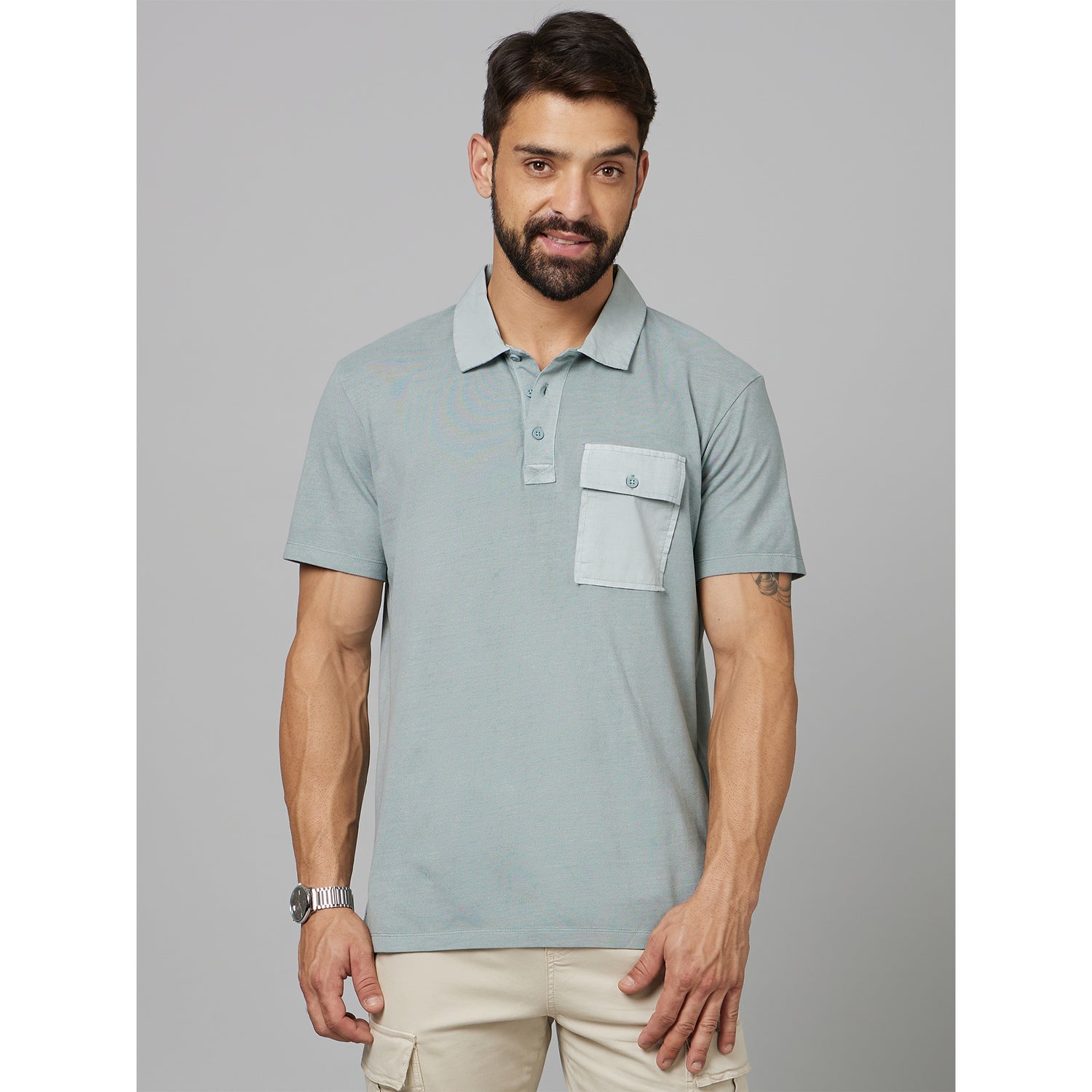 Sage Solid Polo T-Shirt