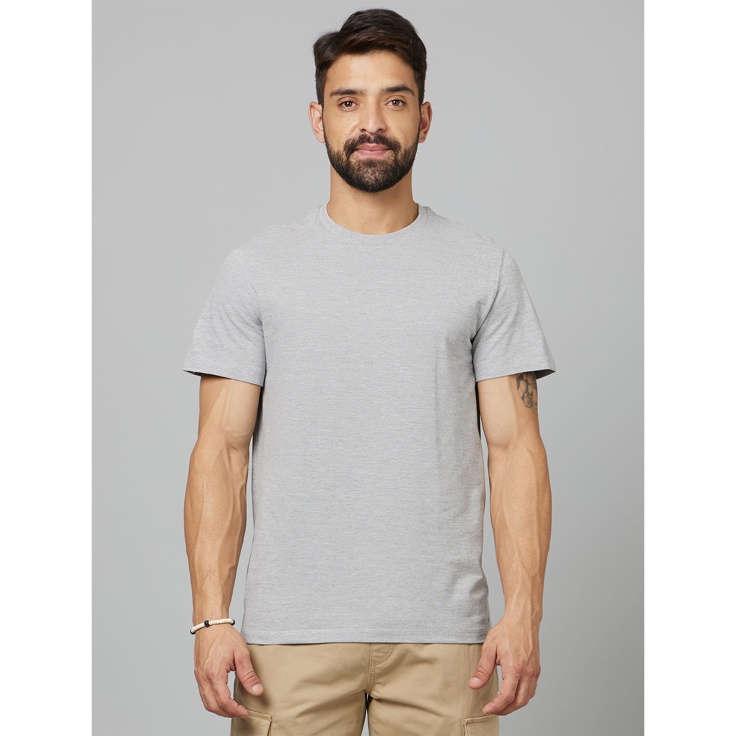 Light-Grey Solid T-Shirt