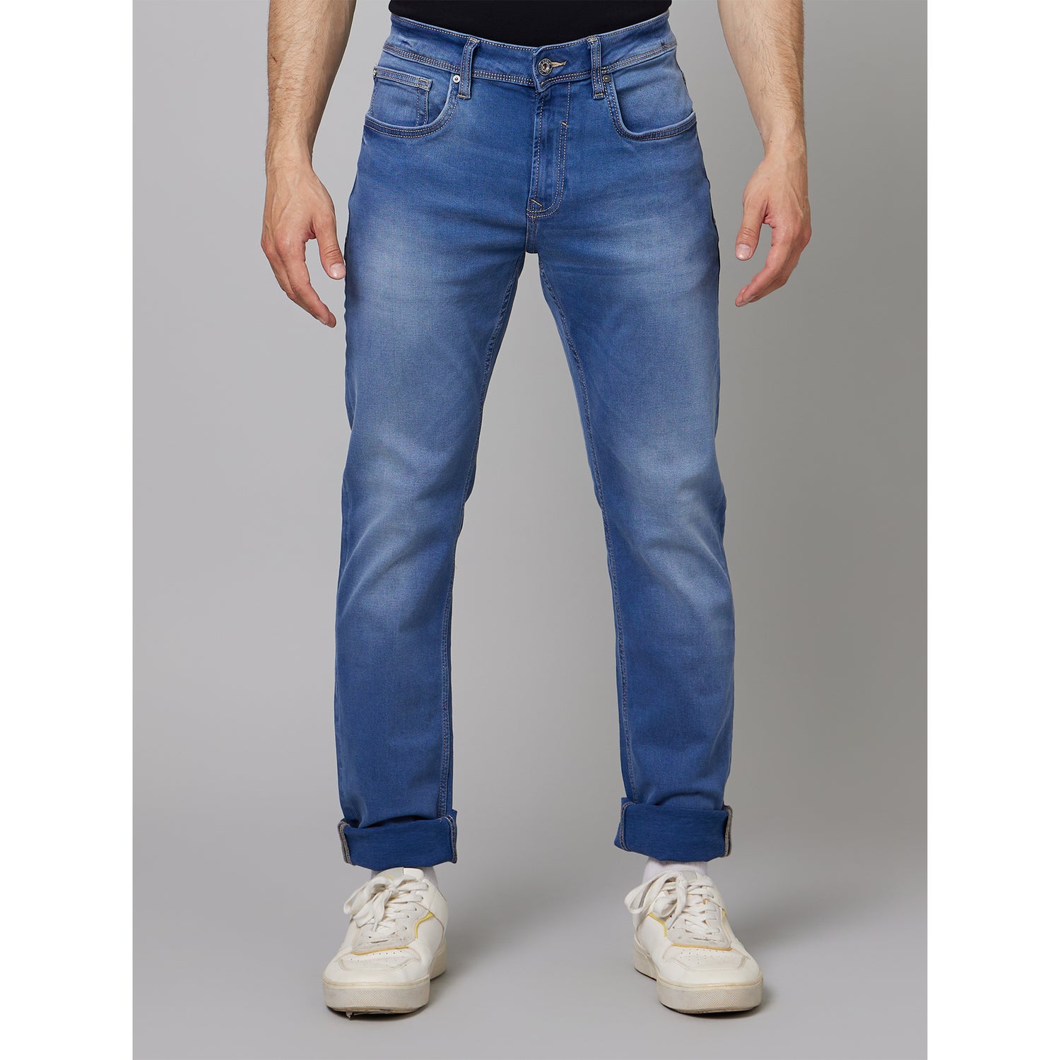 Blue Straight Fit Heavy Fade Jeans (BOSEASTL)