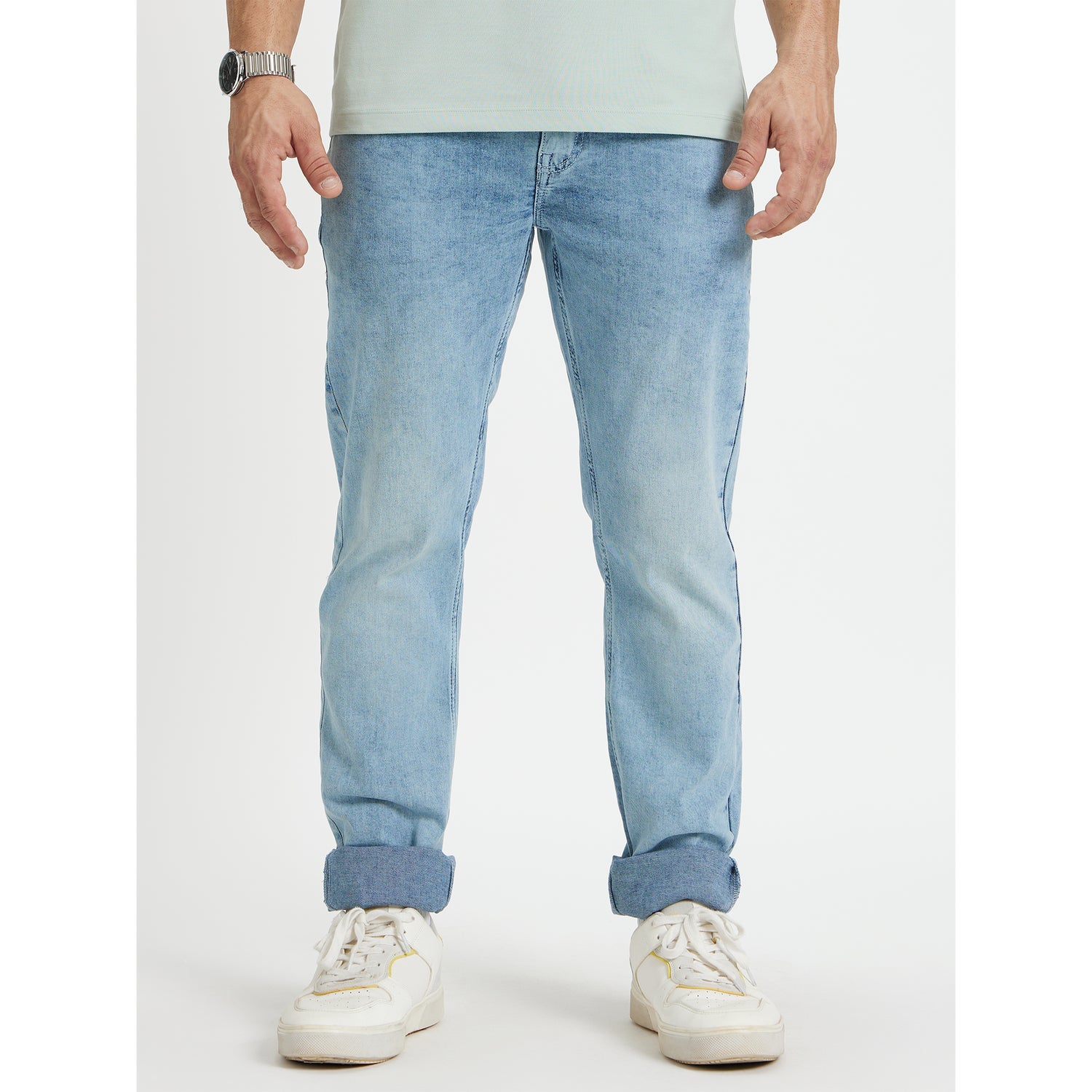 Blue Mid-Rise Jean Relaxed Fit Clean Look Heavy Fade Jeans (VOENTRY2ISTL)