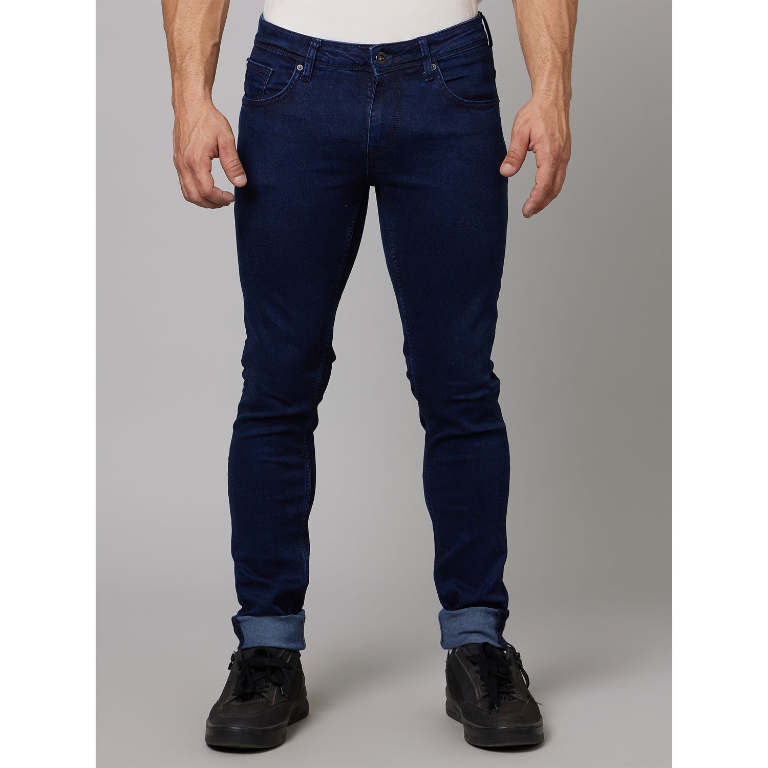 Navy Blue Mid-Rise Jean Skinny Fit Jeans (COECODARK145)